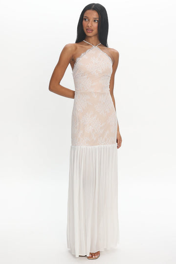 Soft Landing Halter Maxi Dress White