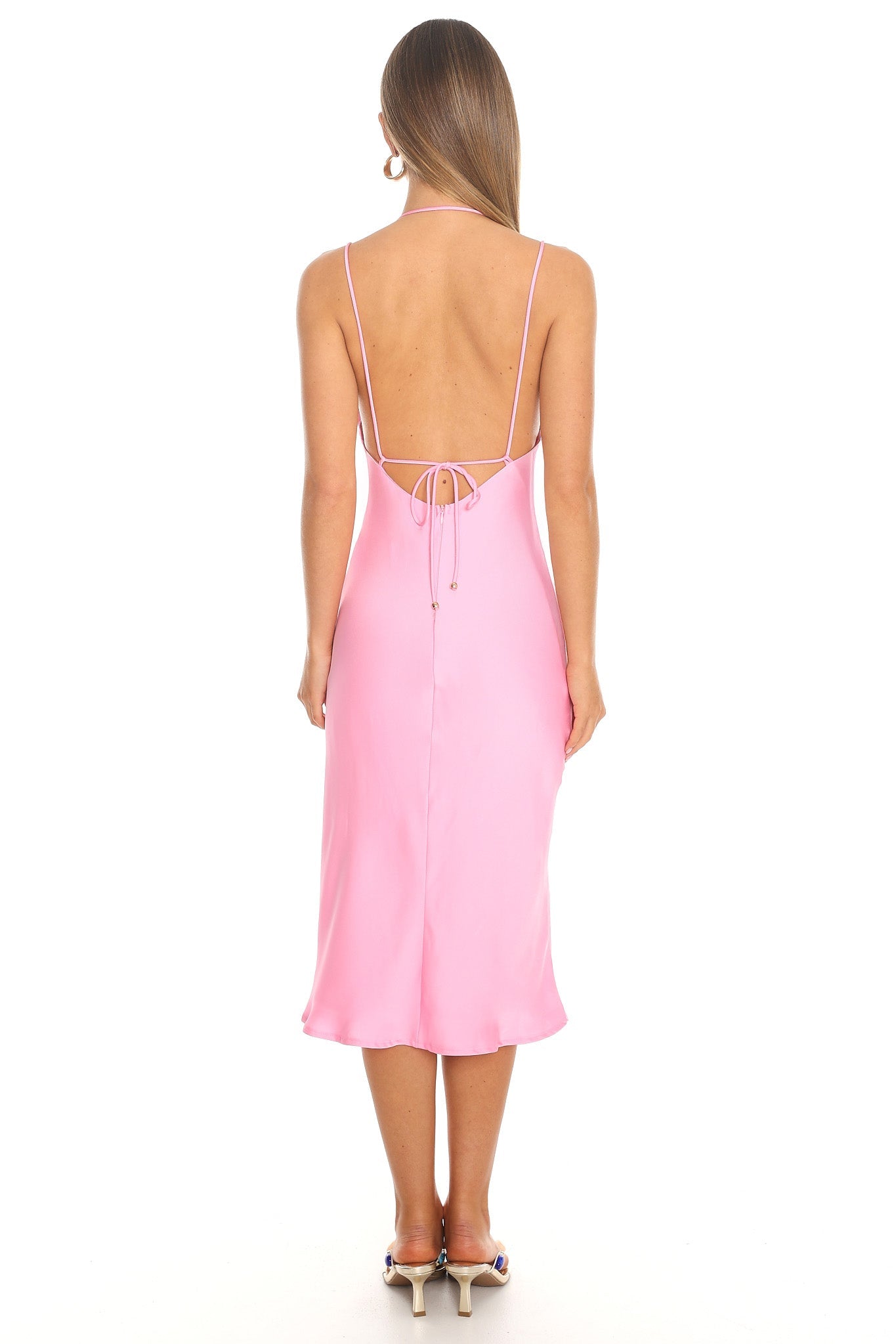 Sakura Blossom Backless Slip Dress Pink