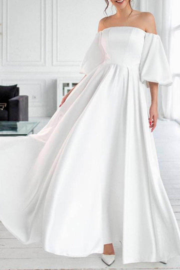 A-Line Tea Length Satin Dress CG0165
