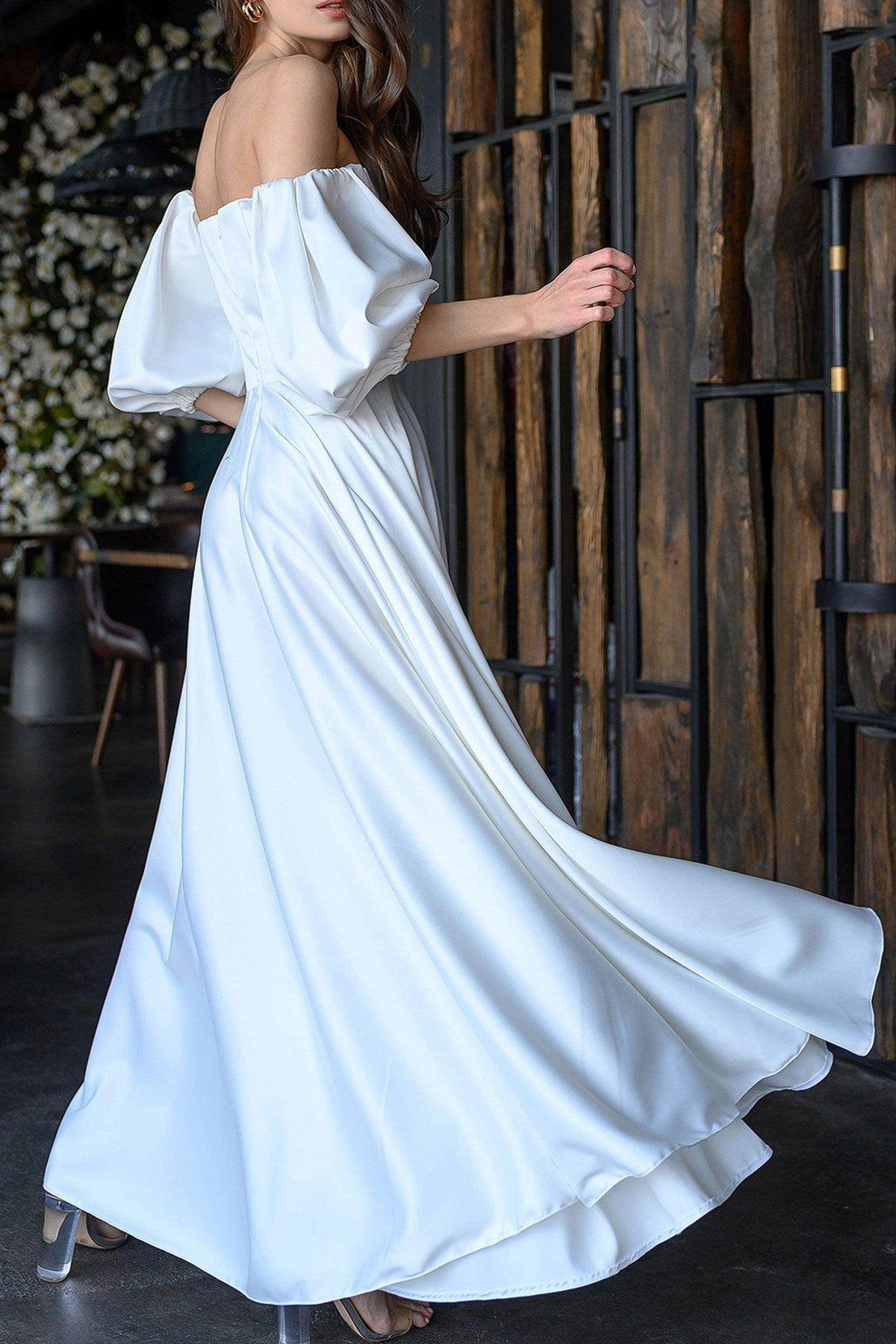A-Line Tea Length Satin Dress CG0165