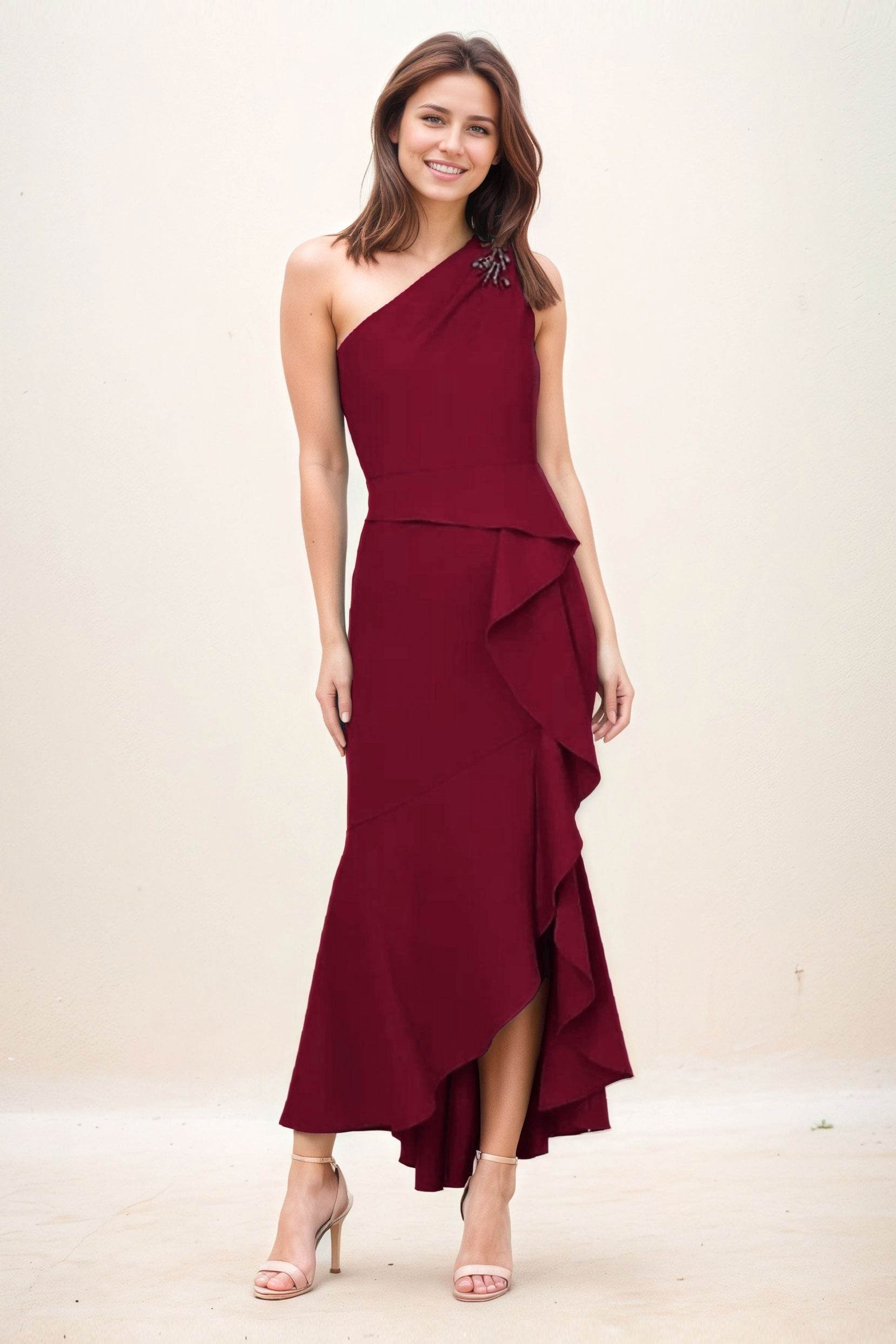 Sheath-Column Maxi Elastic Cloth Wedding Guest Dress CG0274