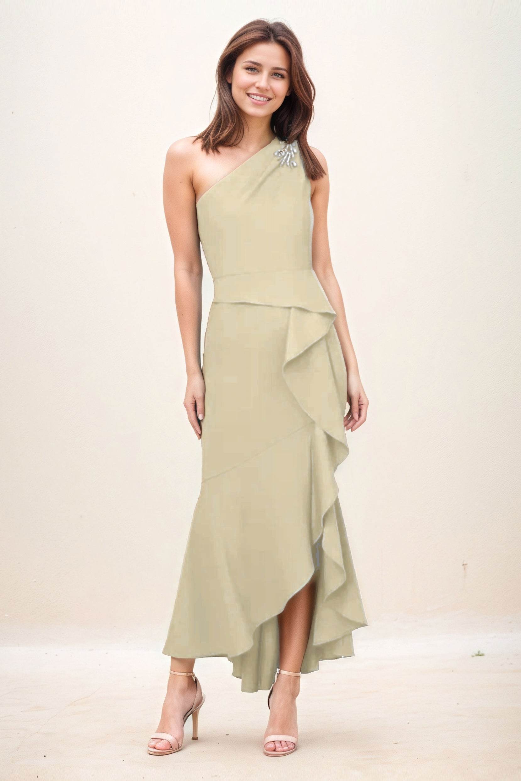 Sheath-Column Maxi Elastic Cloth Wedding Guest Dress CG0274