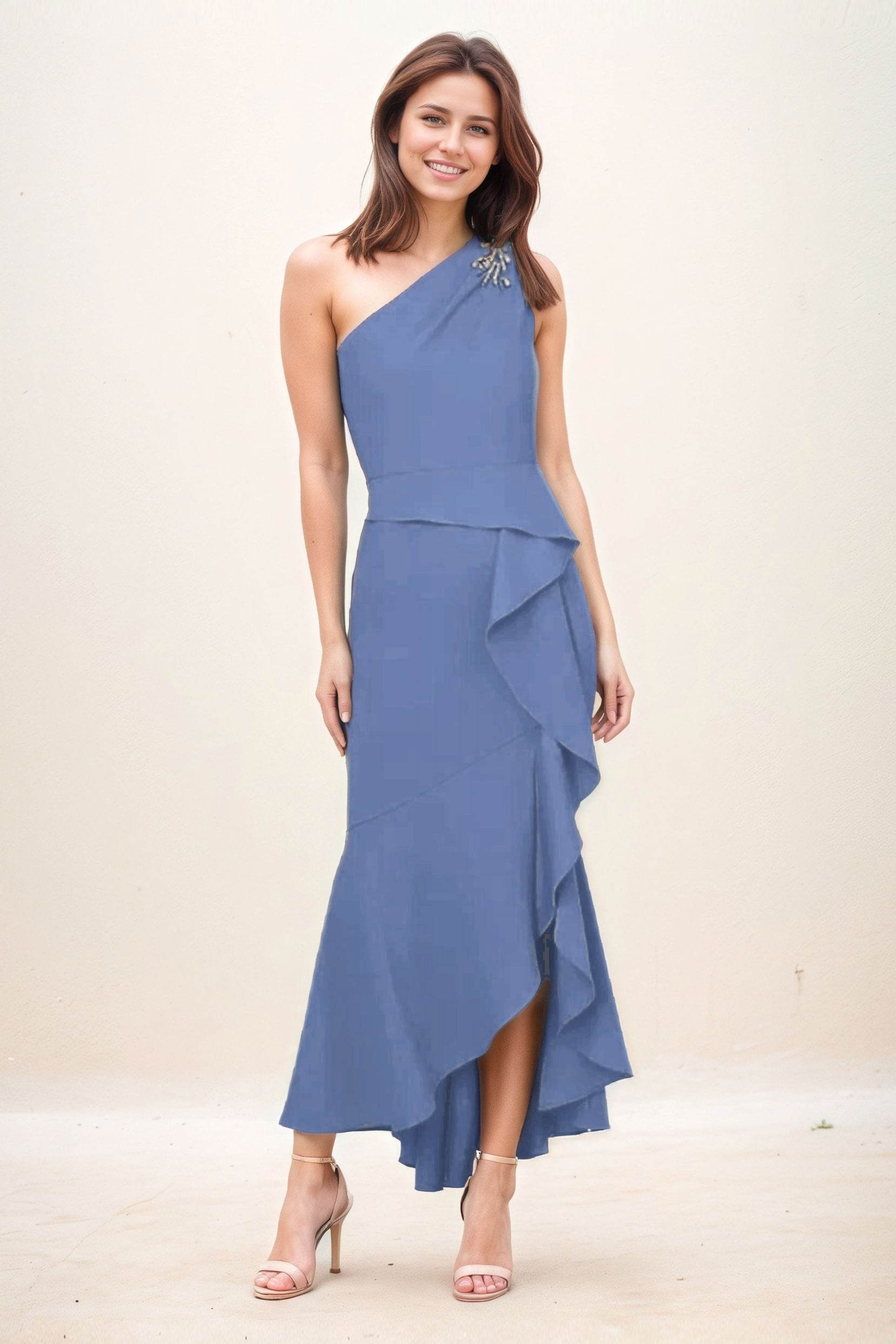 Sheath-Column Maxi Elastic Cloth Wedding Guest Dress CG0274