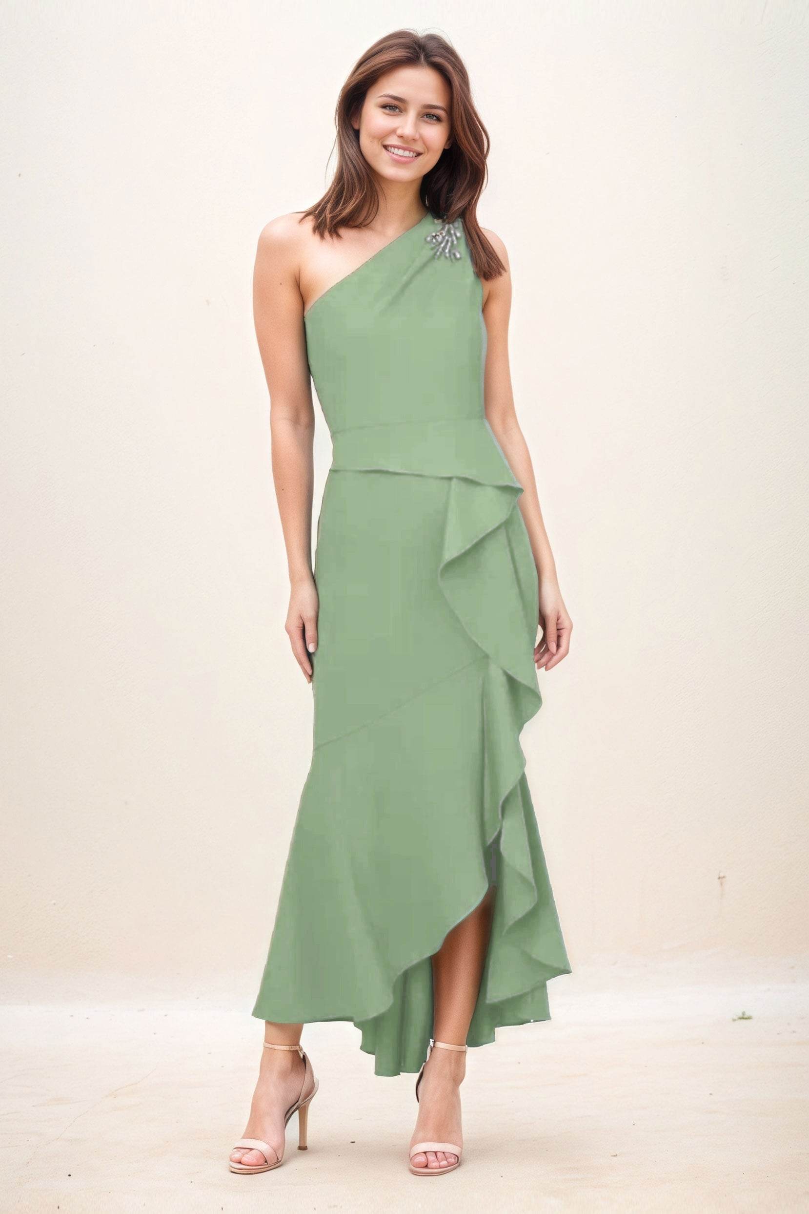 Sheath-Column Maxi Elastic Cloth Wedding Guest Dress CG0274