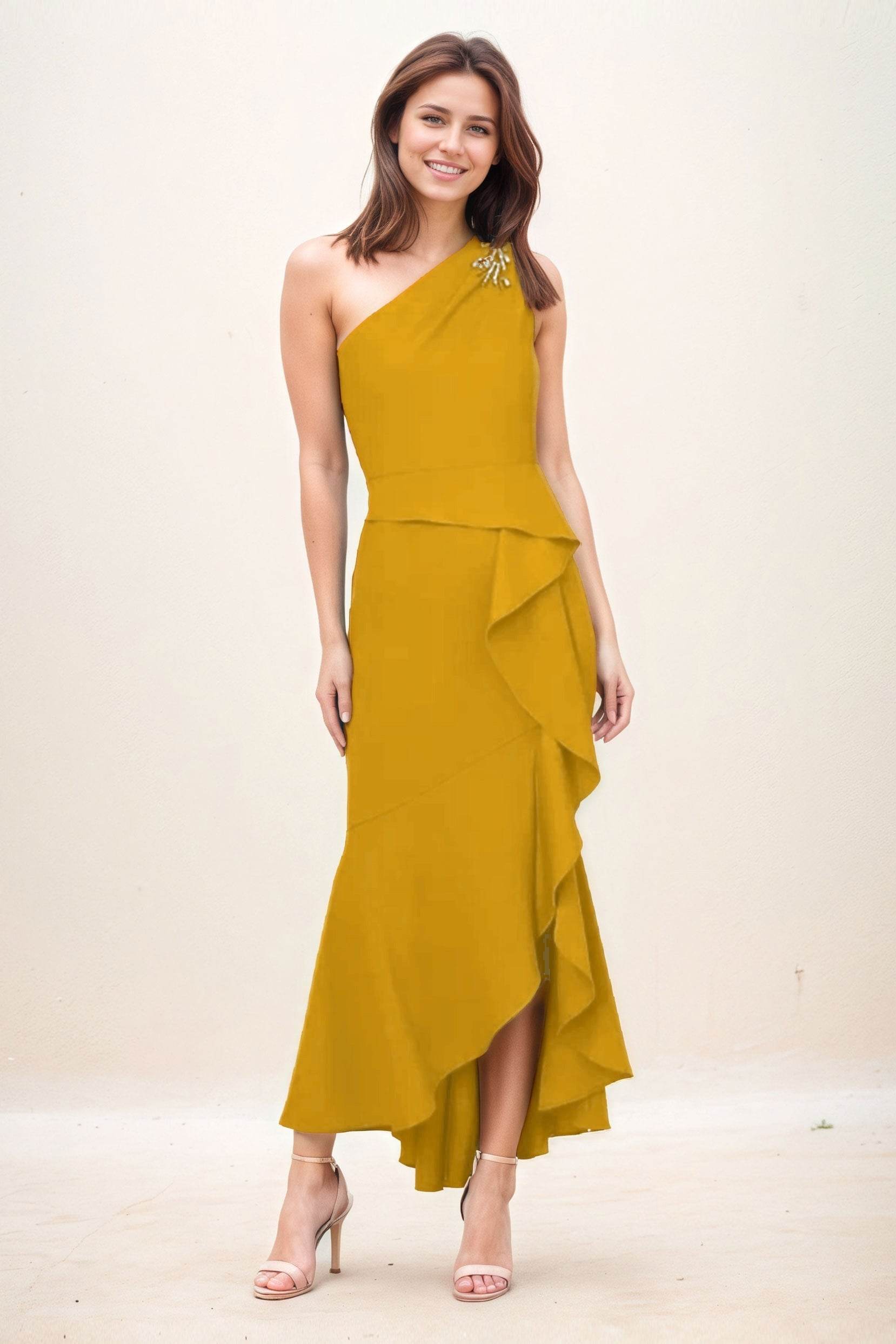 Sheath-Column Maxi Elastic Cloth Wedding Guest Dress CG0274