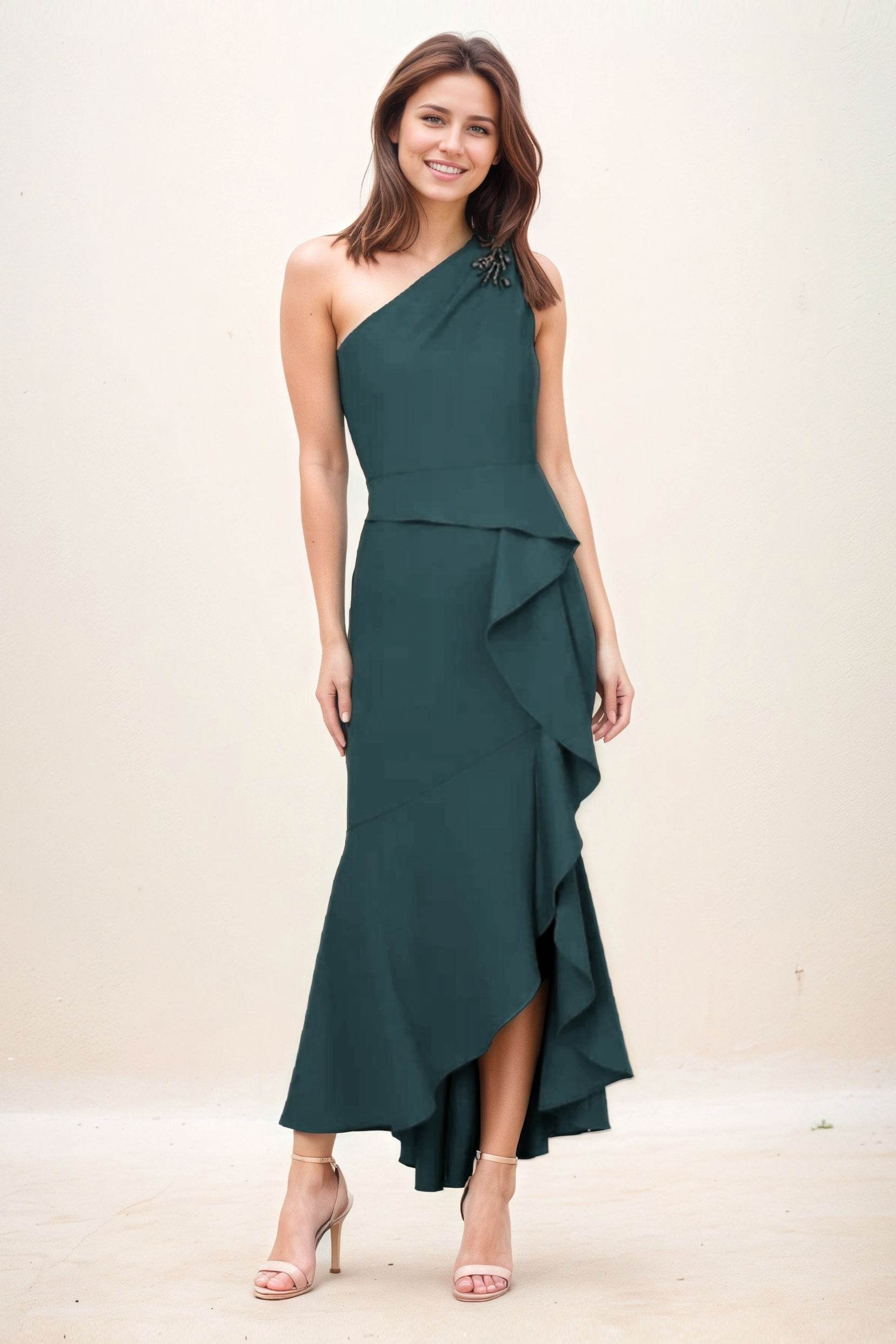 Sheath-Column Maxi Elastic Cloth Wedding Guest Dress CG0274
