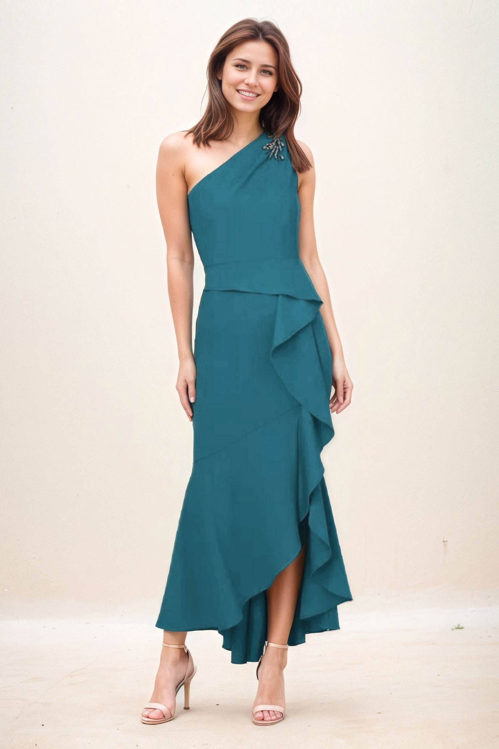 Sheath-Column Maxi Elastic Cloth Wedding Guest Dress CG0274