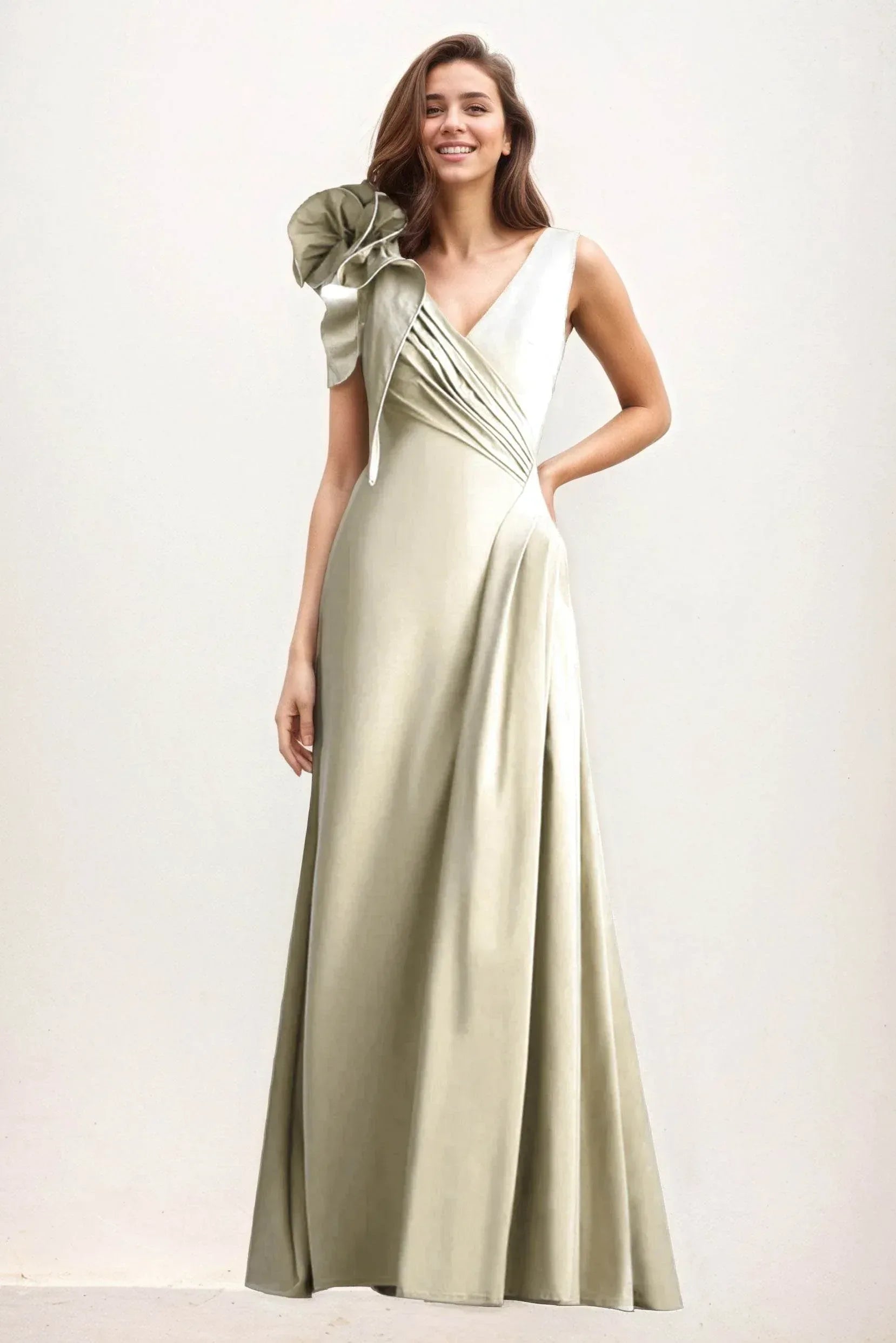 A-Line Maxi Elastic Cloth Wedding Guest Dress CG0275
