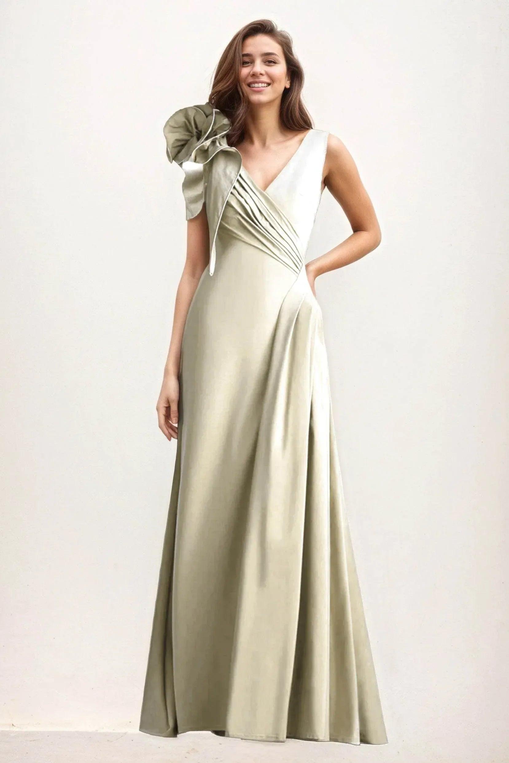 A-Line Maxi Elastic Cloth Wedding Guest Dress CG0275