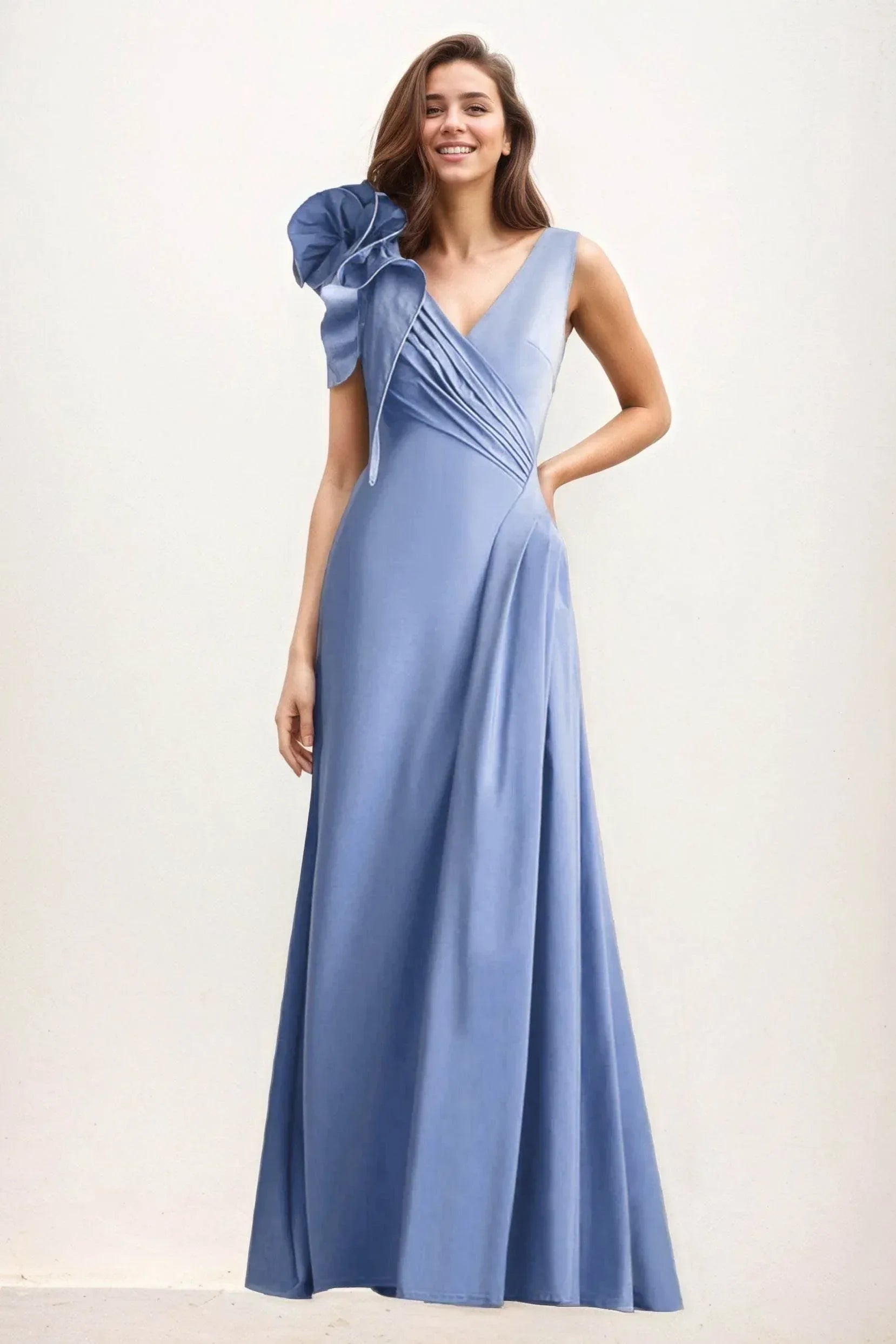 A-Line Maxi Elastic Cloth Wedding Guest Dress CG0275