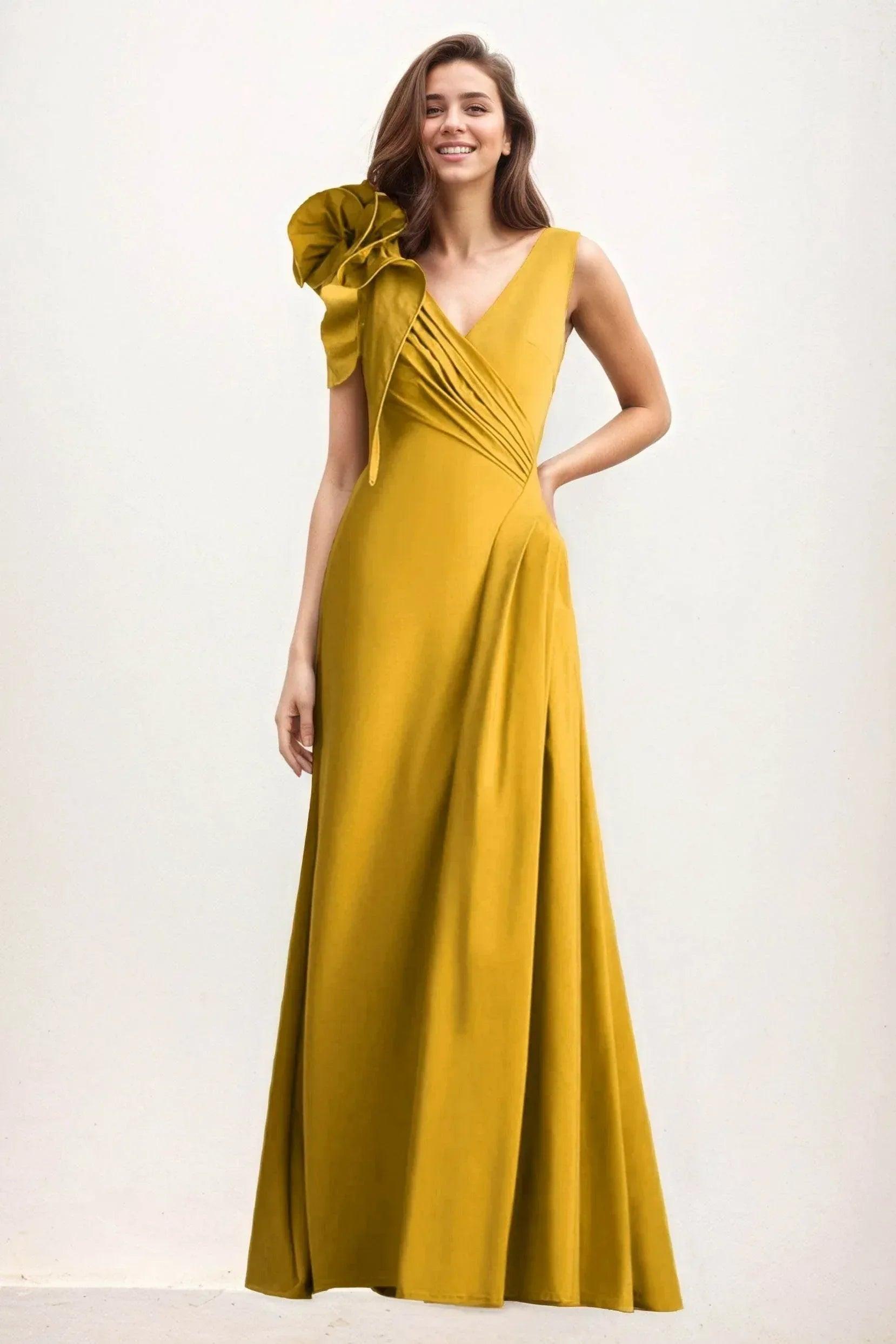 A-Line Maxi Elastic Cloth Wedding Guest Dress CG0275