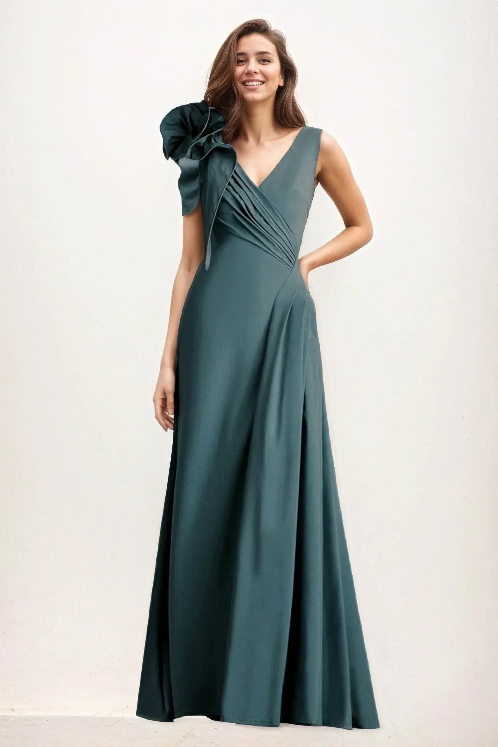 A-Line Maxi Elastic Cloth Wedding Guest Dress CG0275