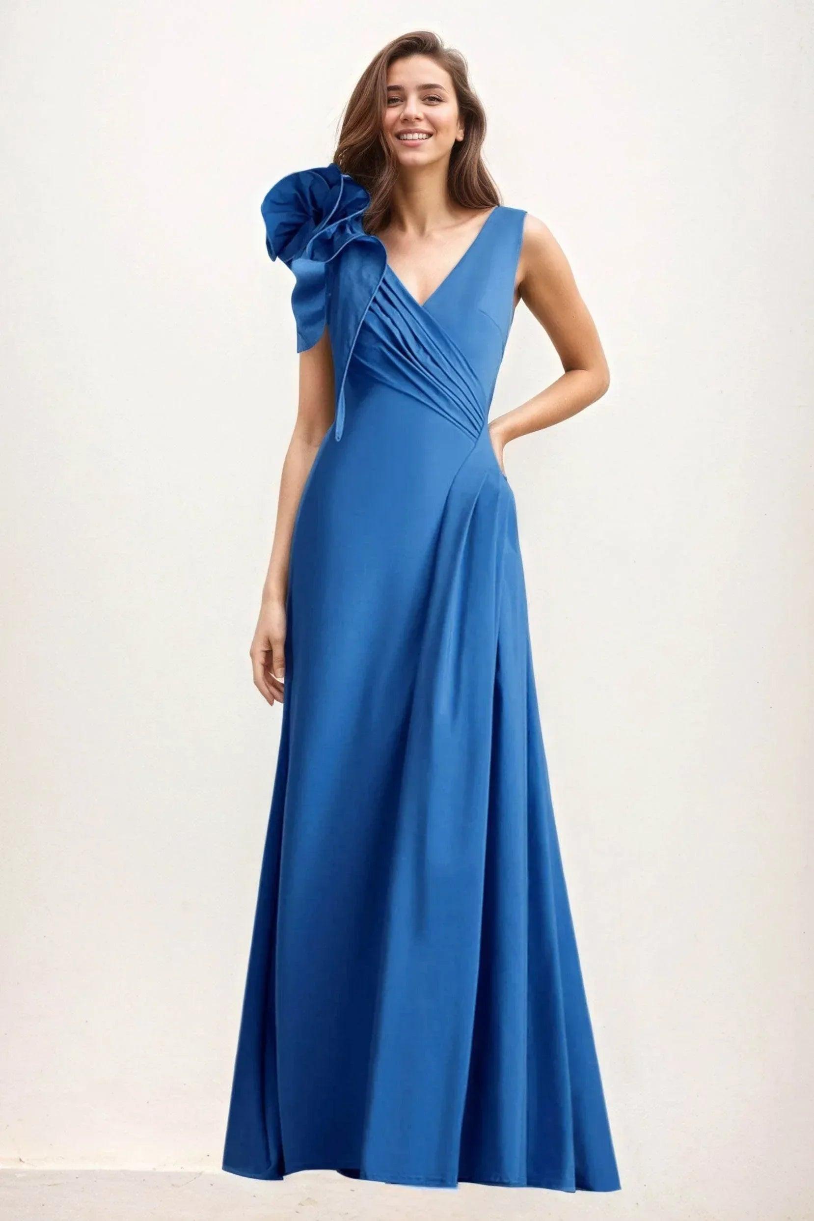 A-Line Maxi Elastic Cloth Wedding Guest Dress CG0275