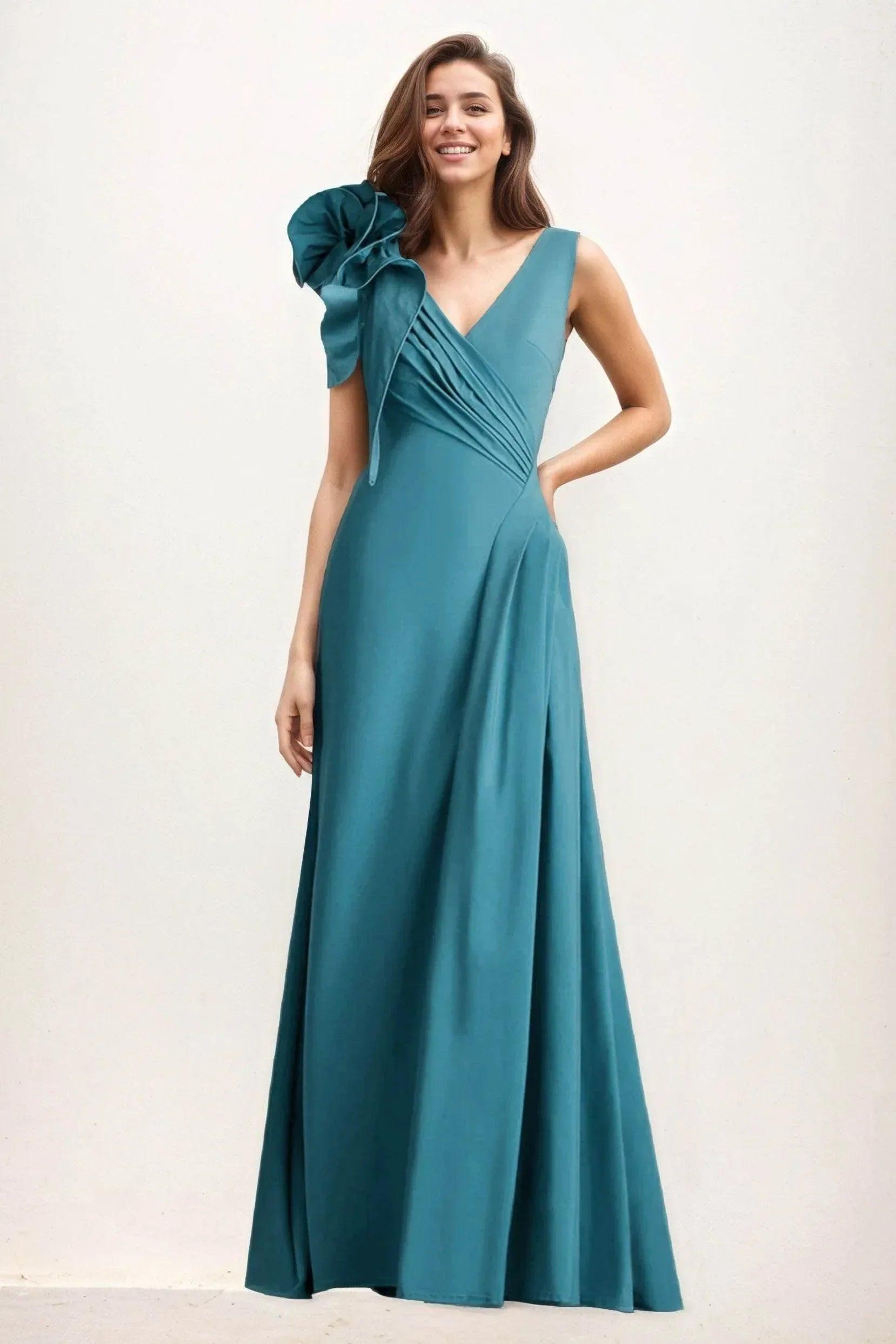 A-Line Maxi Elastic Cloth Wedding Guest Dress CG0275