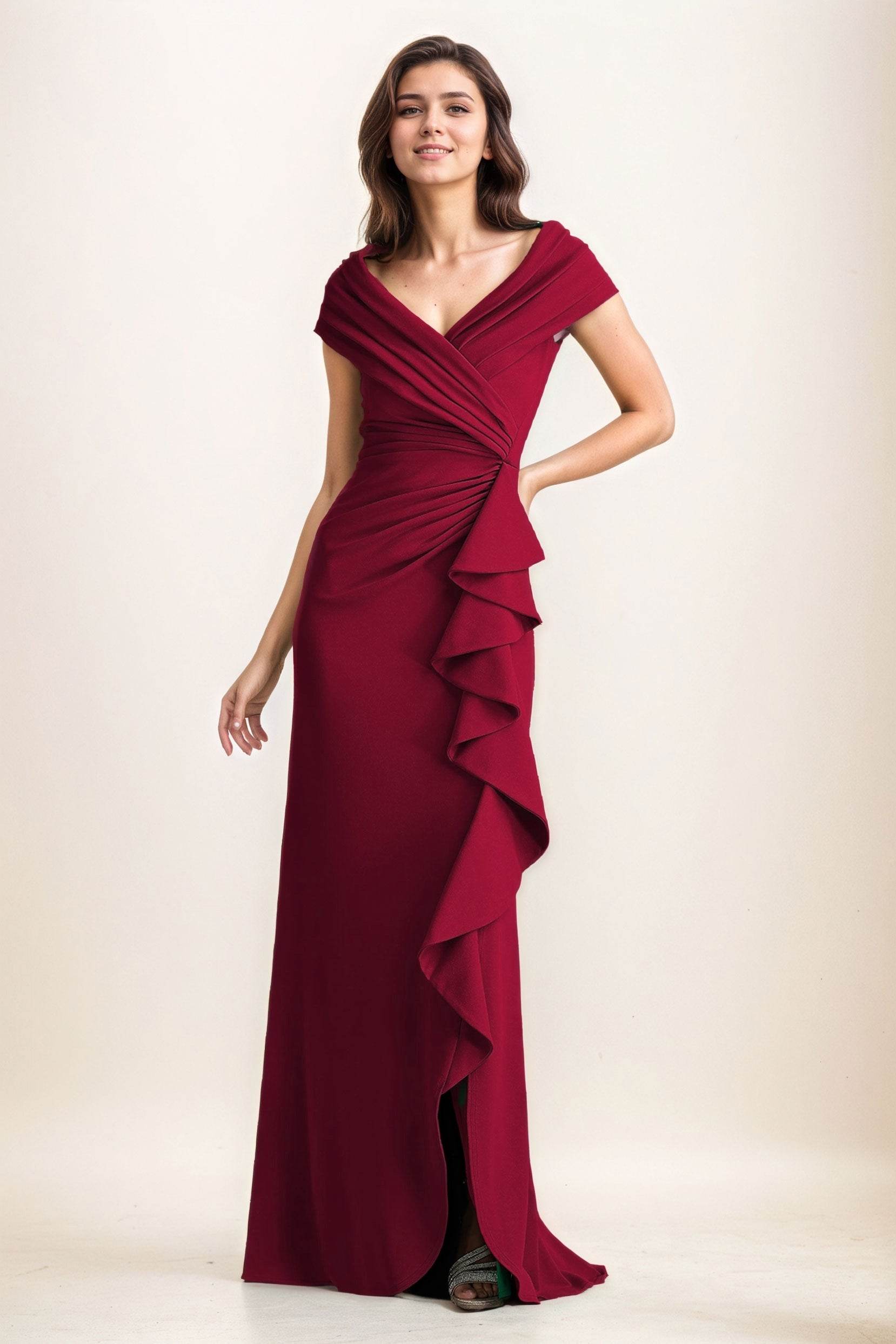Sheath-Column Maxi Elastic Cloth Wedding Guest Dress CG0280