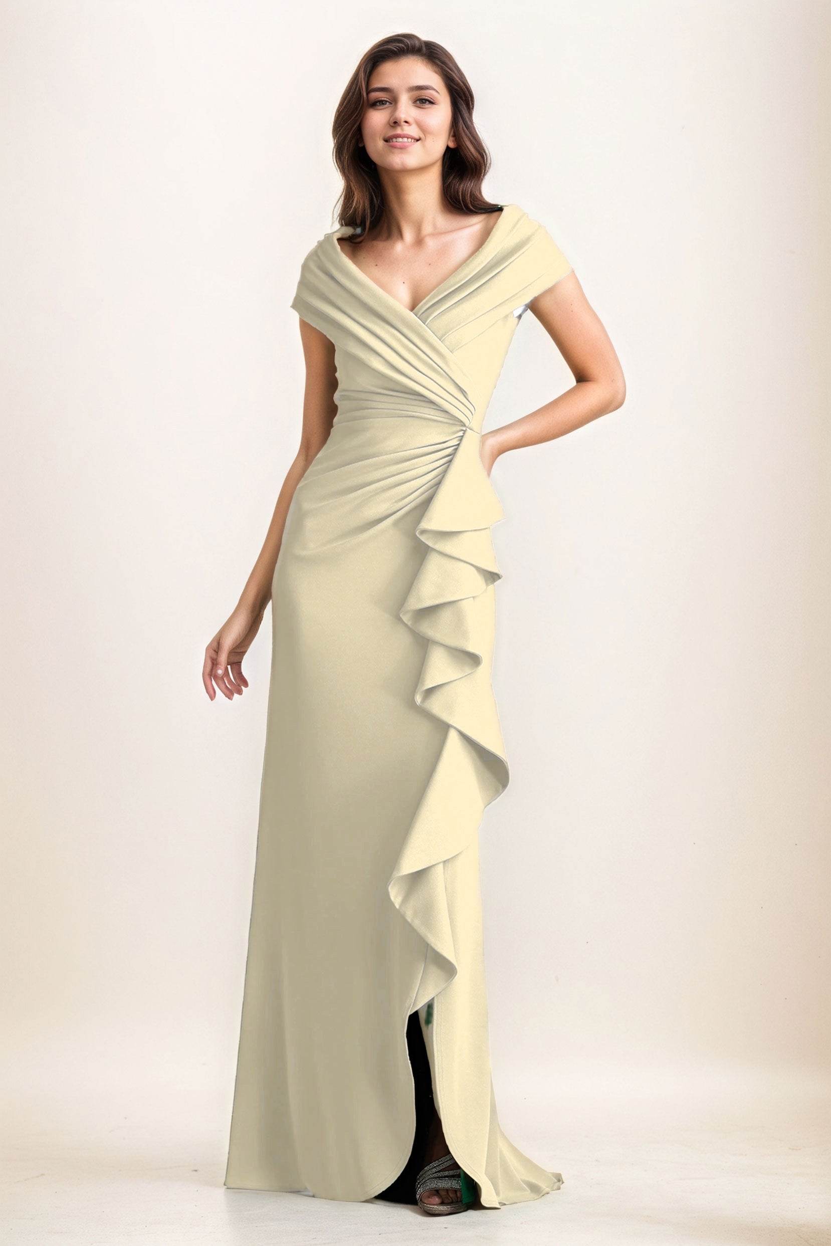 Sheath-Column Maxi Elastic Cloth Wedding Guest Dress CG0280