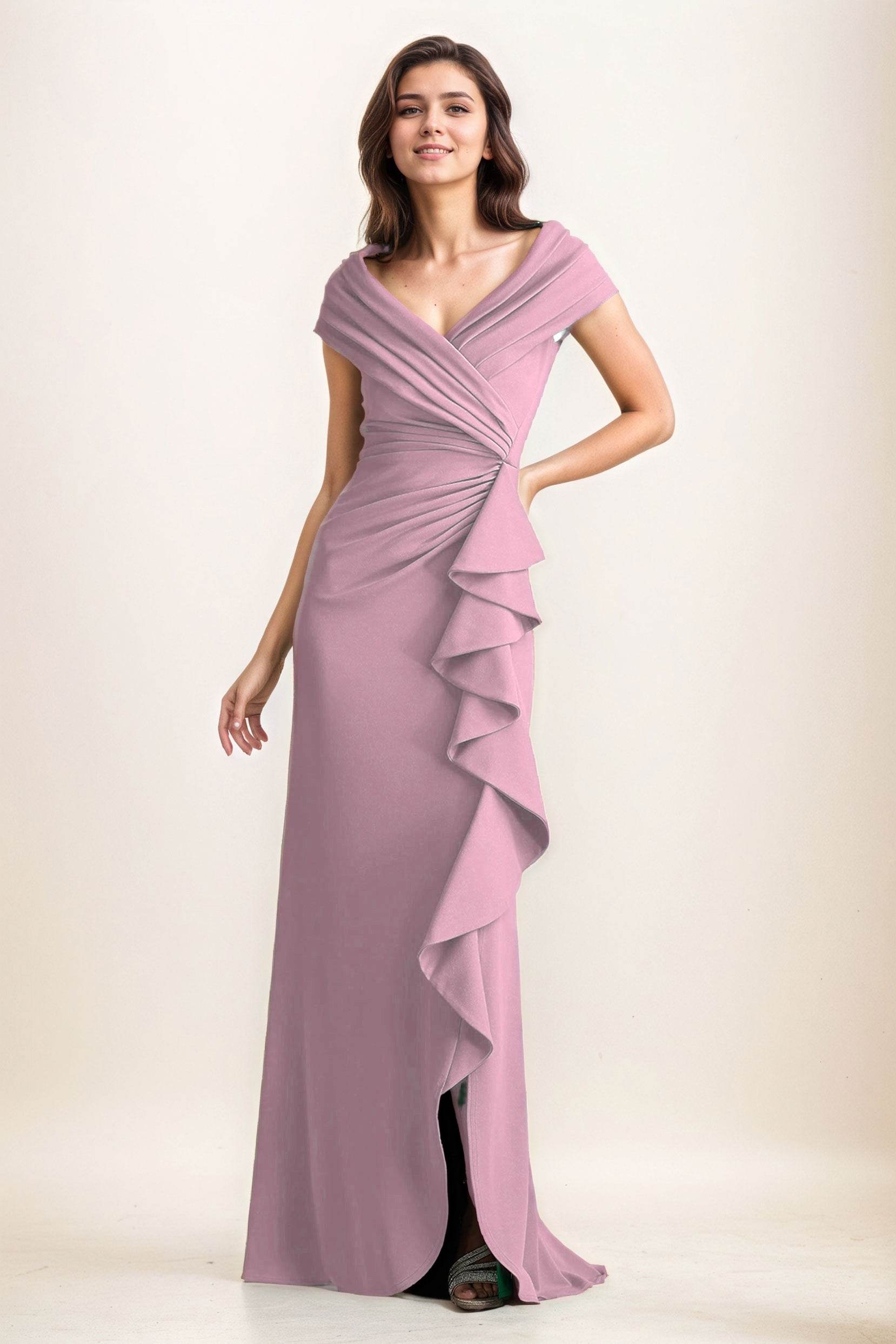 Sheath-Column Maxi Elastic Cloth Wedding Guest Dress CG0280