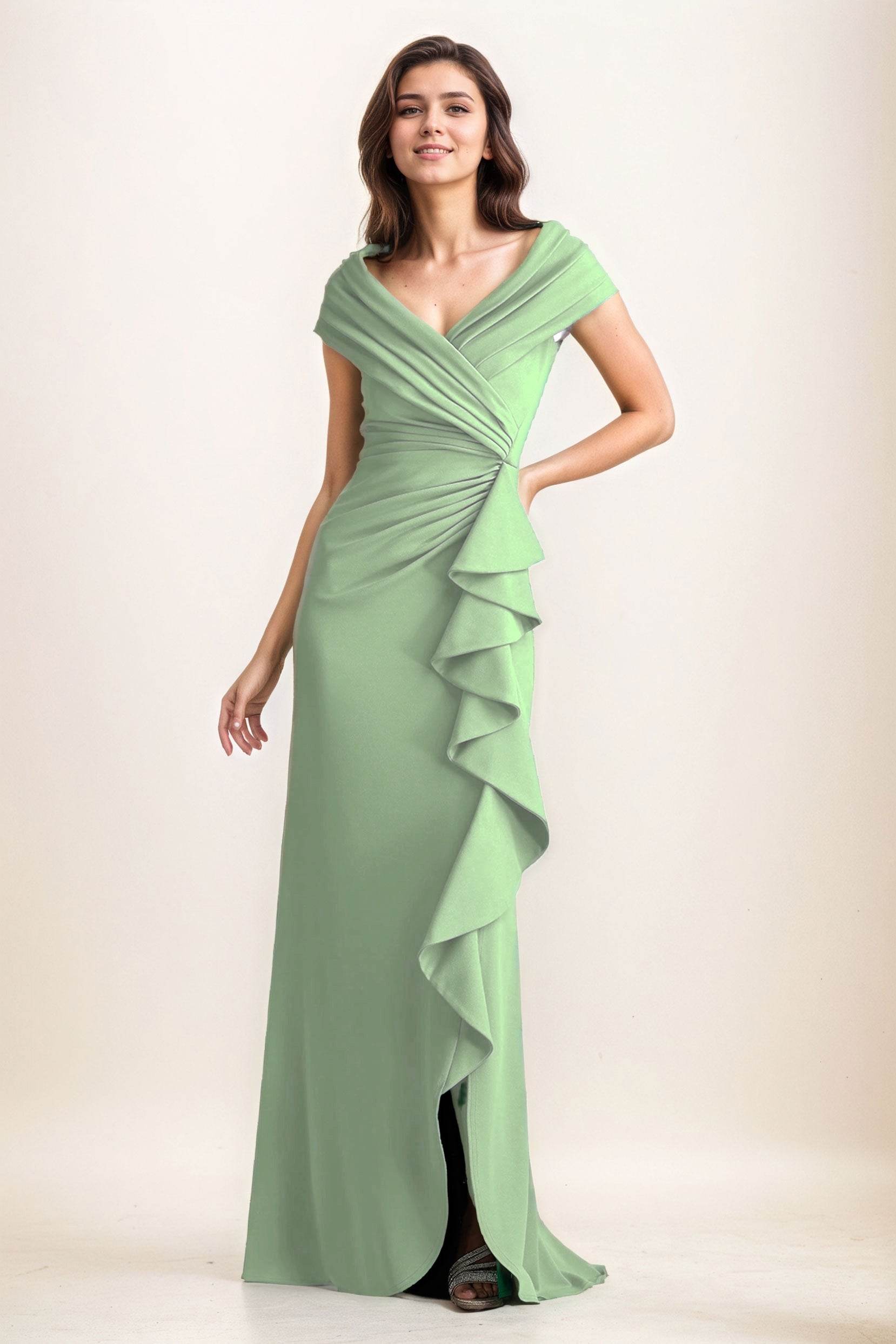 Sheath-Column Maxi Elastic Cloth Wedding Guest Dress CG0280