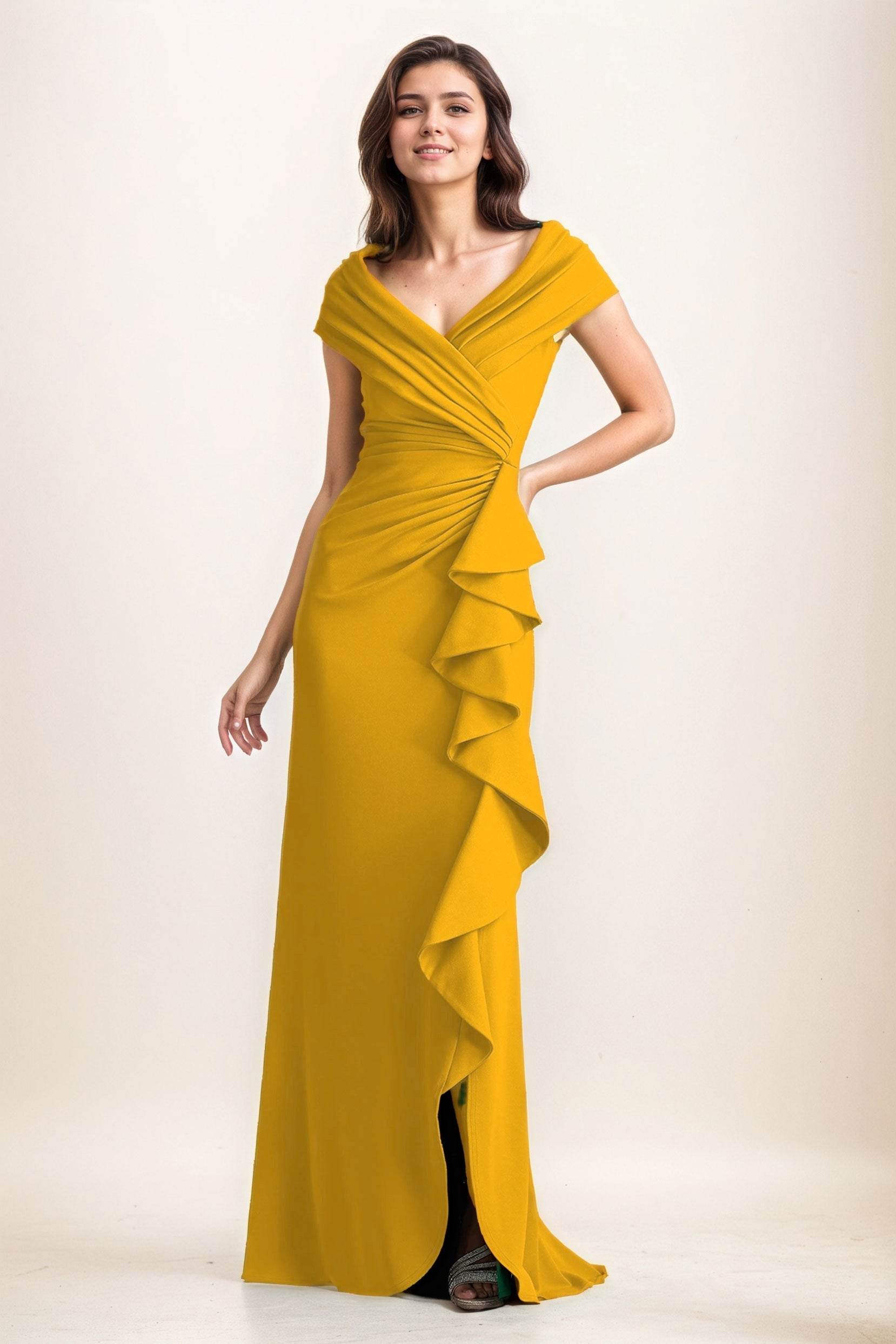 Sheath-Column Maxi Elastic Cloth Wedding Guest Dress CG0280