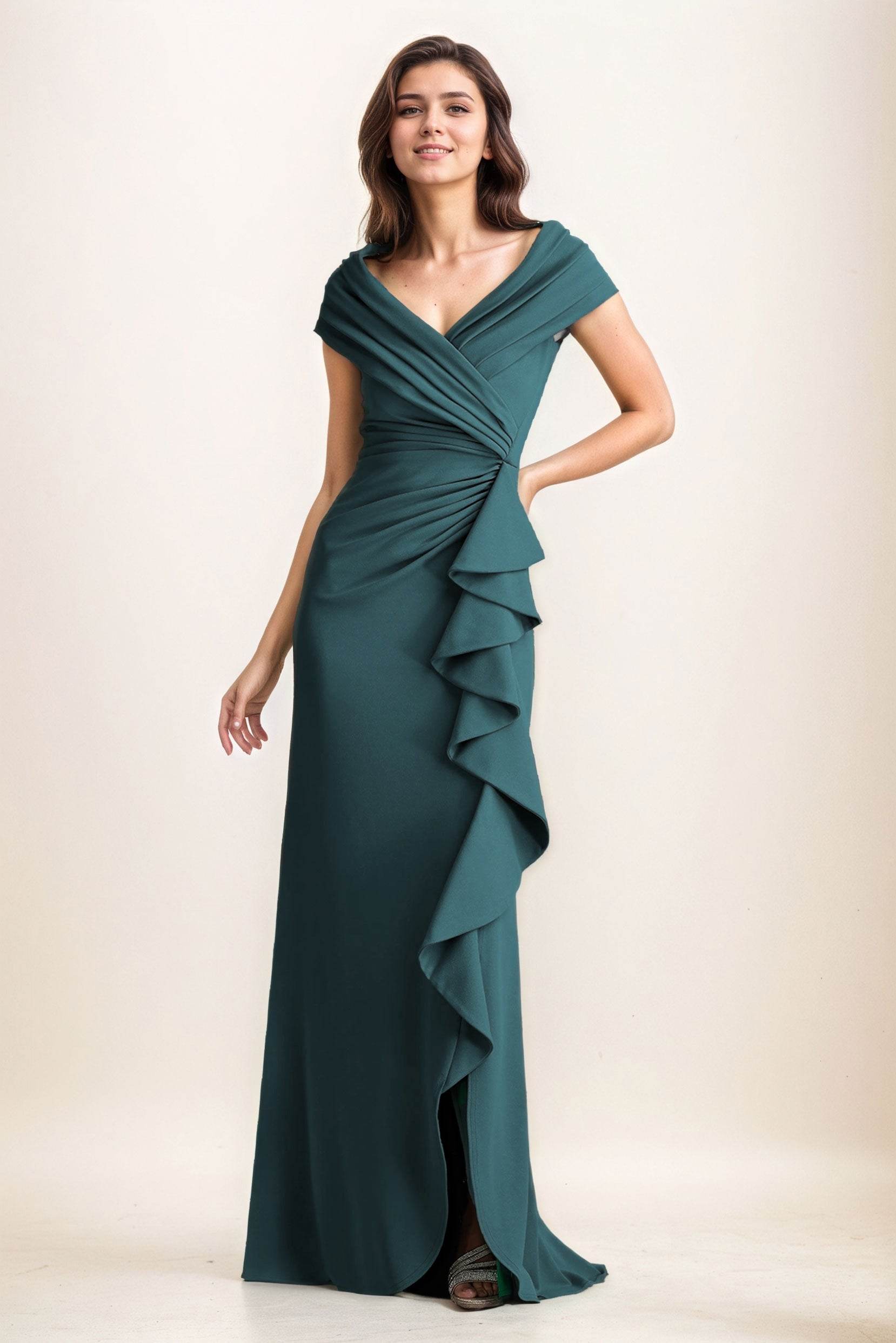 Sheath-Column Maxi Elastic Cloth Wedding Guest Dress CG0280