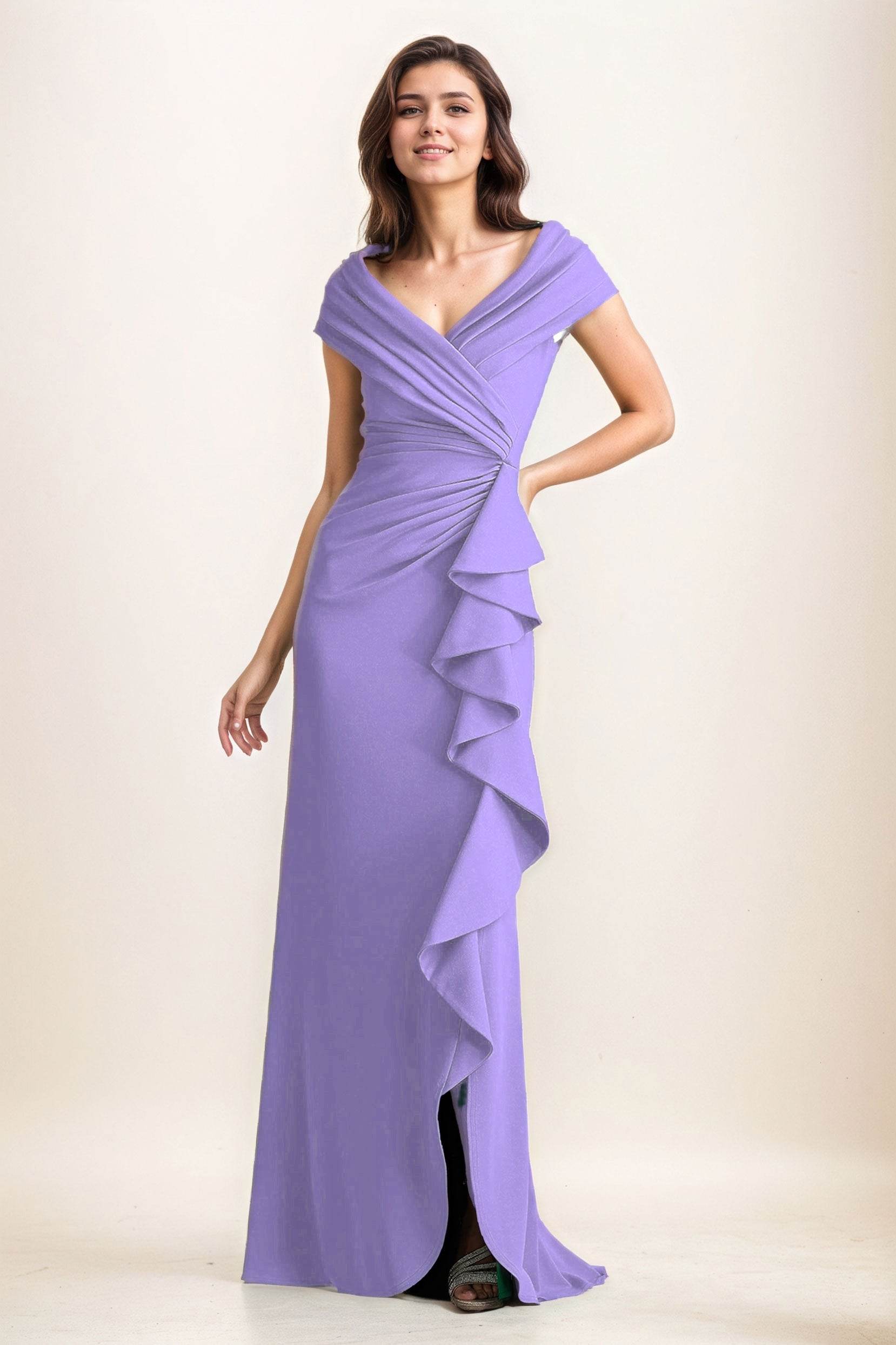 Sheath-Column Maxi Elastic Cloth Wedding Guest Dress CG0280