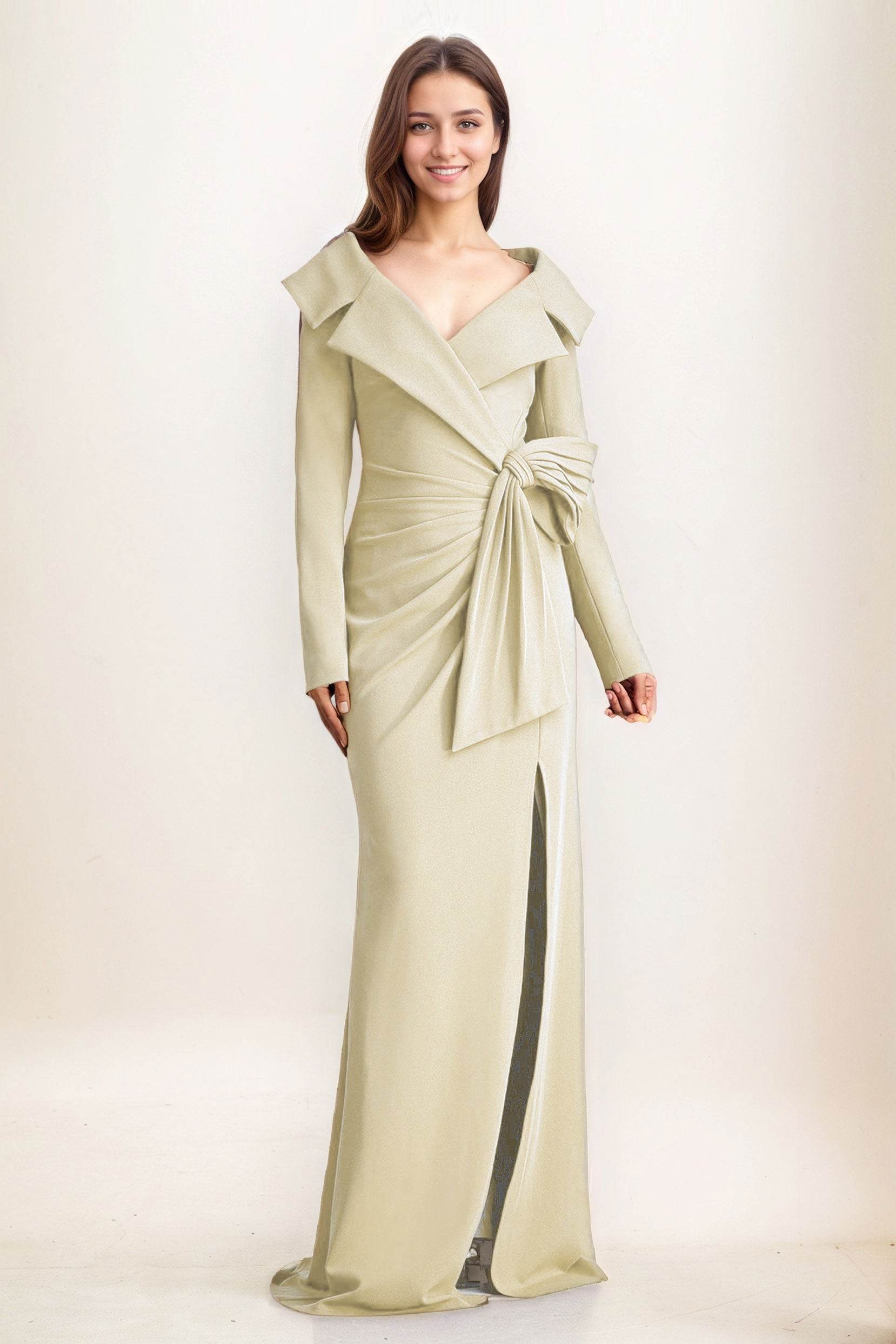 Sheath-Column Maxi Elastic Cloth Wedding Guest Dress CG0283