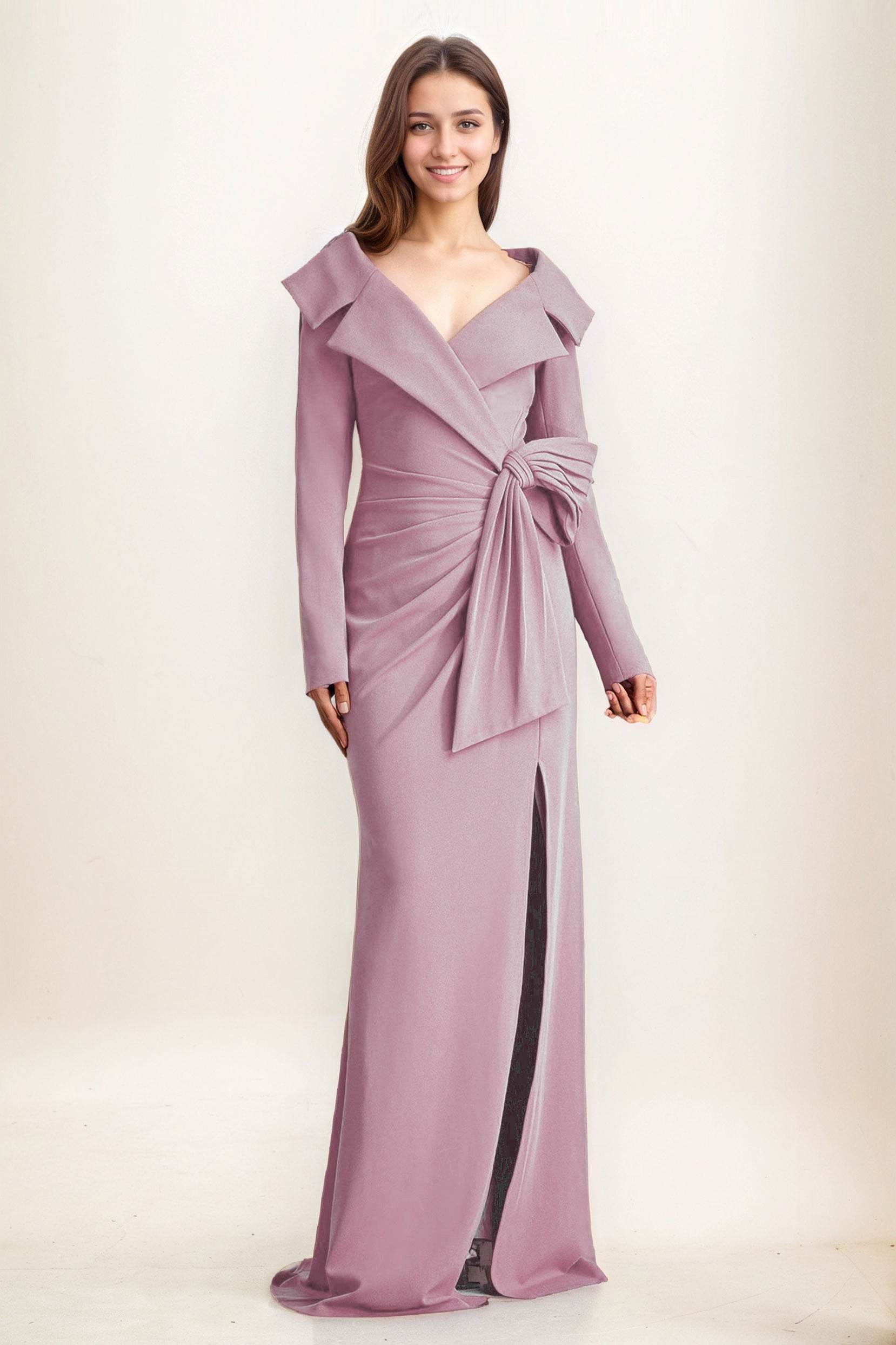 Sheath-Column Maxi Elastic Cloth Wedding Guest Dress CG0283