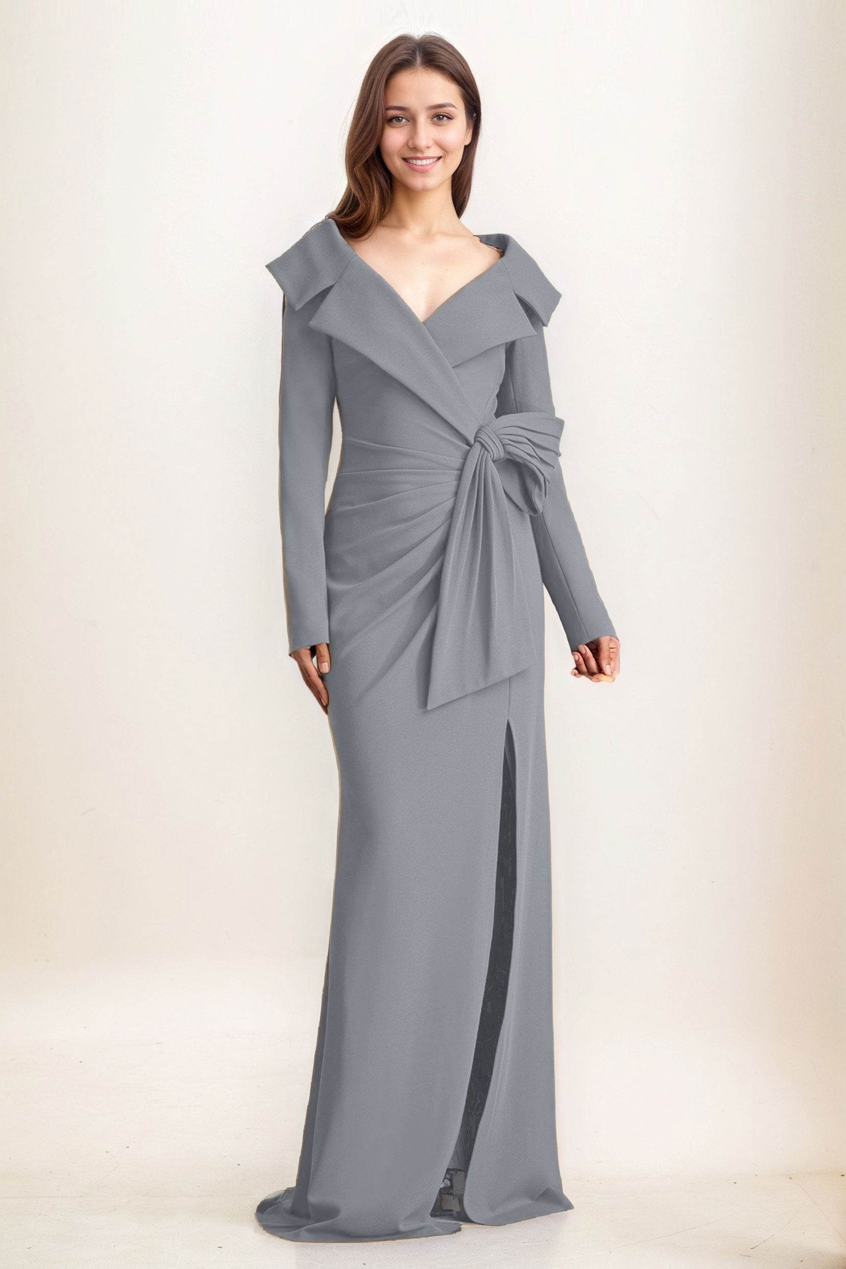 Sheath-Column Maxi Elastic Cloth Wedding Guest Dress CG0283