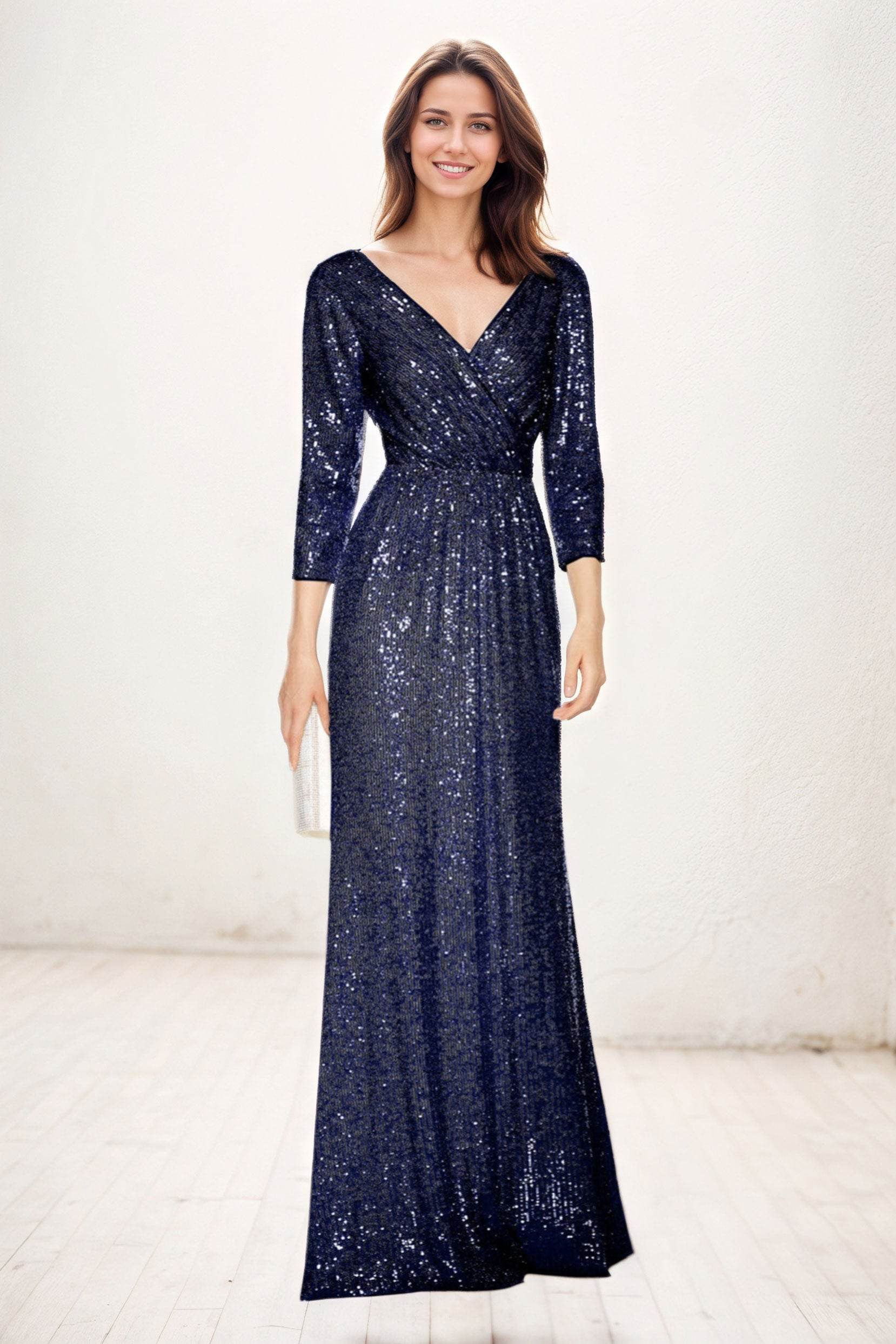 Sheath-Column Maxi Sequined Wedding Guest Dress CG0285