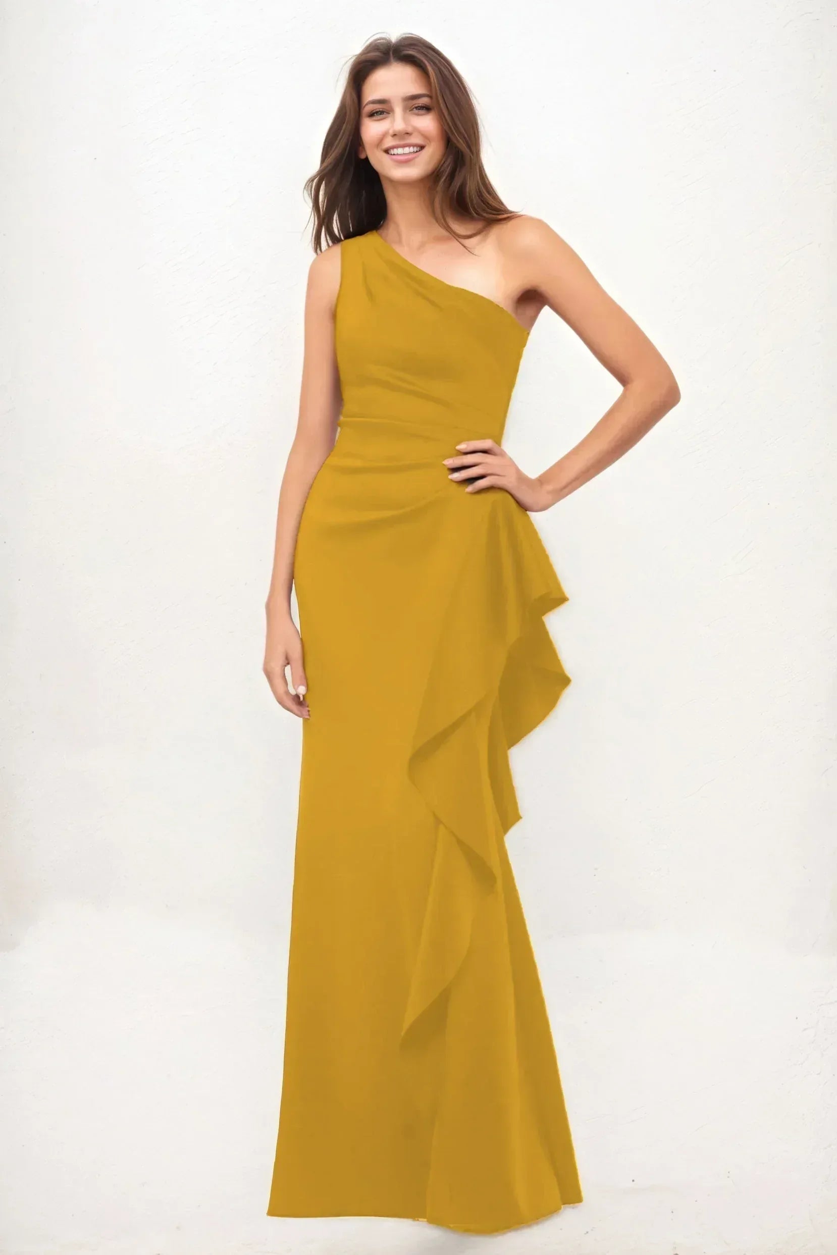 Sheath-Column Maxi Luxe Satin Wedding Guest Dress CG0287