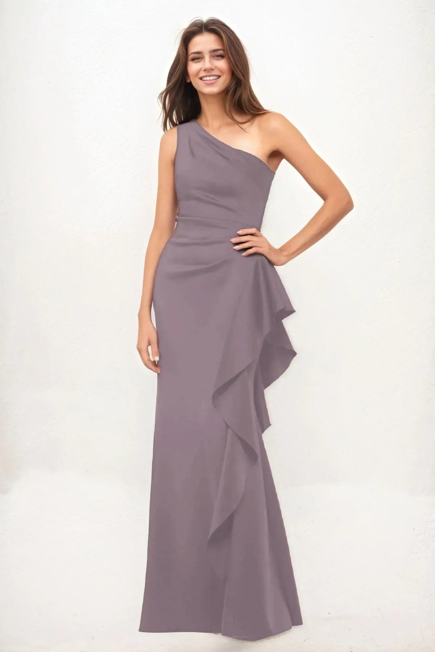 Sheath-Column Maxi Luxe Satin Wedding Guest Dress CG0287