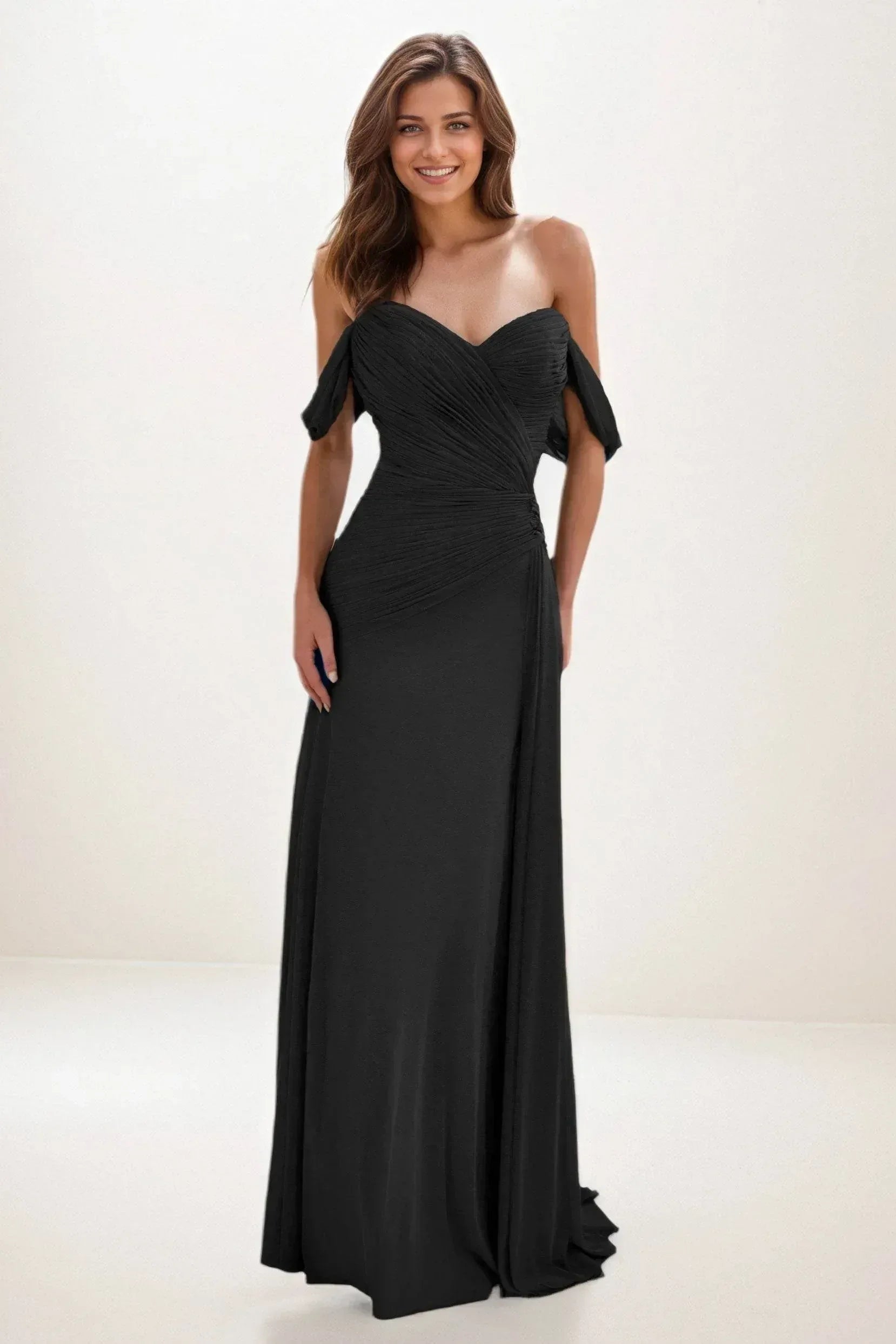 Sheath-Column Maxi Chiffon Wedding Guest Dress CG0288