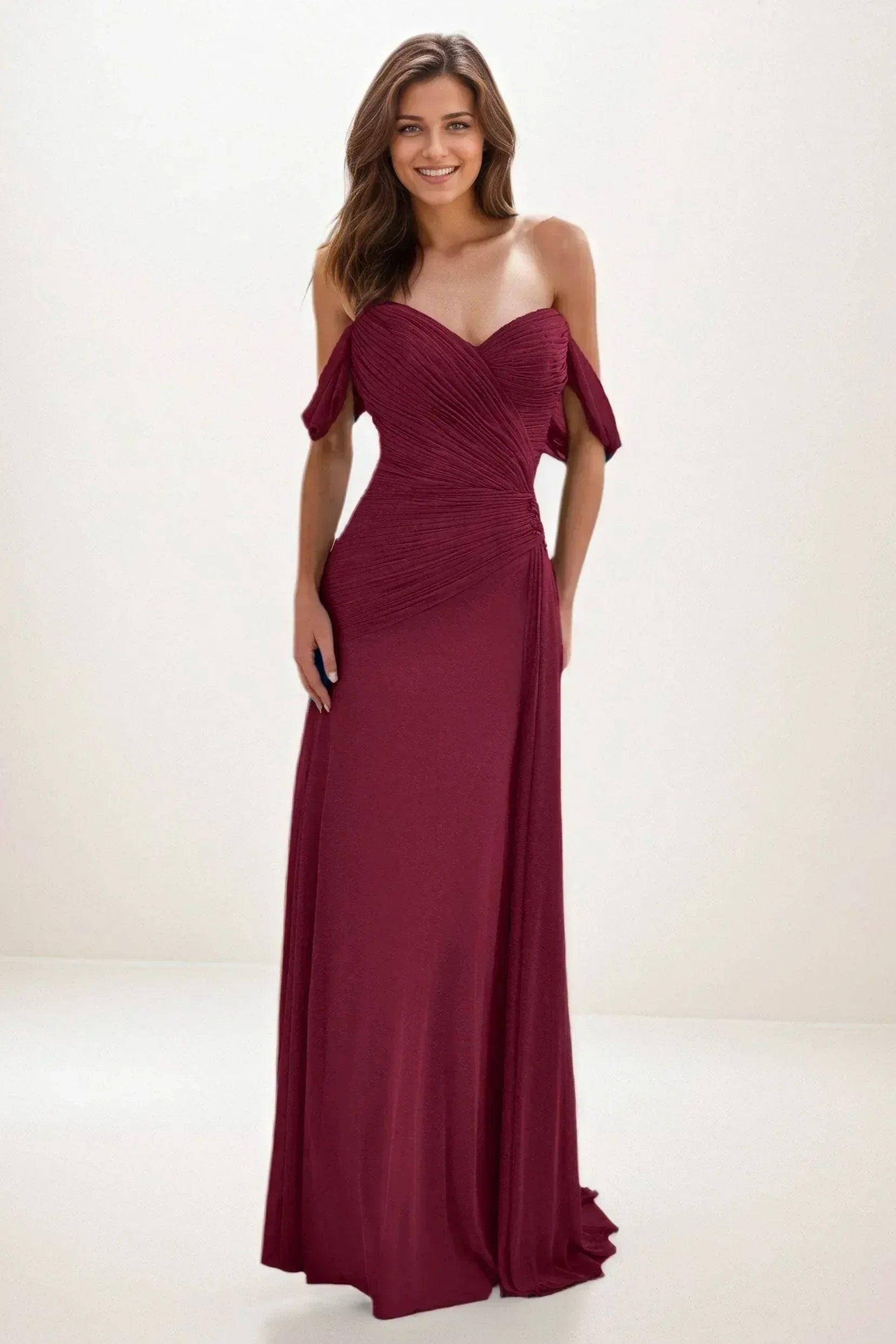 Sheath-Column Maxi Chiffon Wedding Guest Dress CG0288