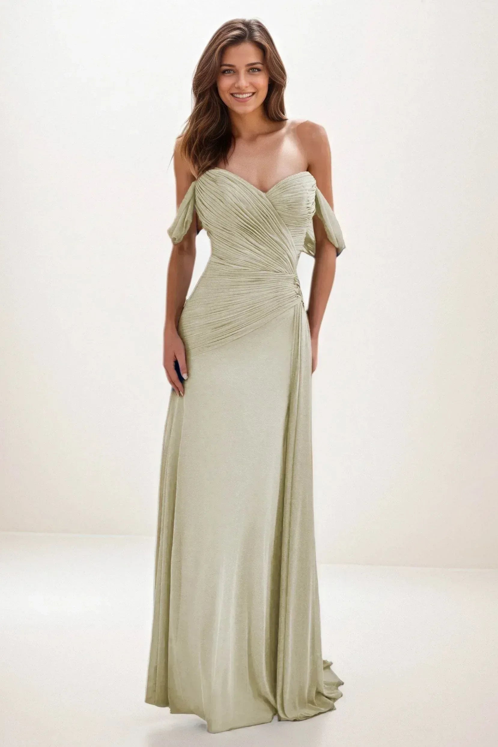 Sheath-Column Maxi Chiffon Wedding Guest Dress CG0288