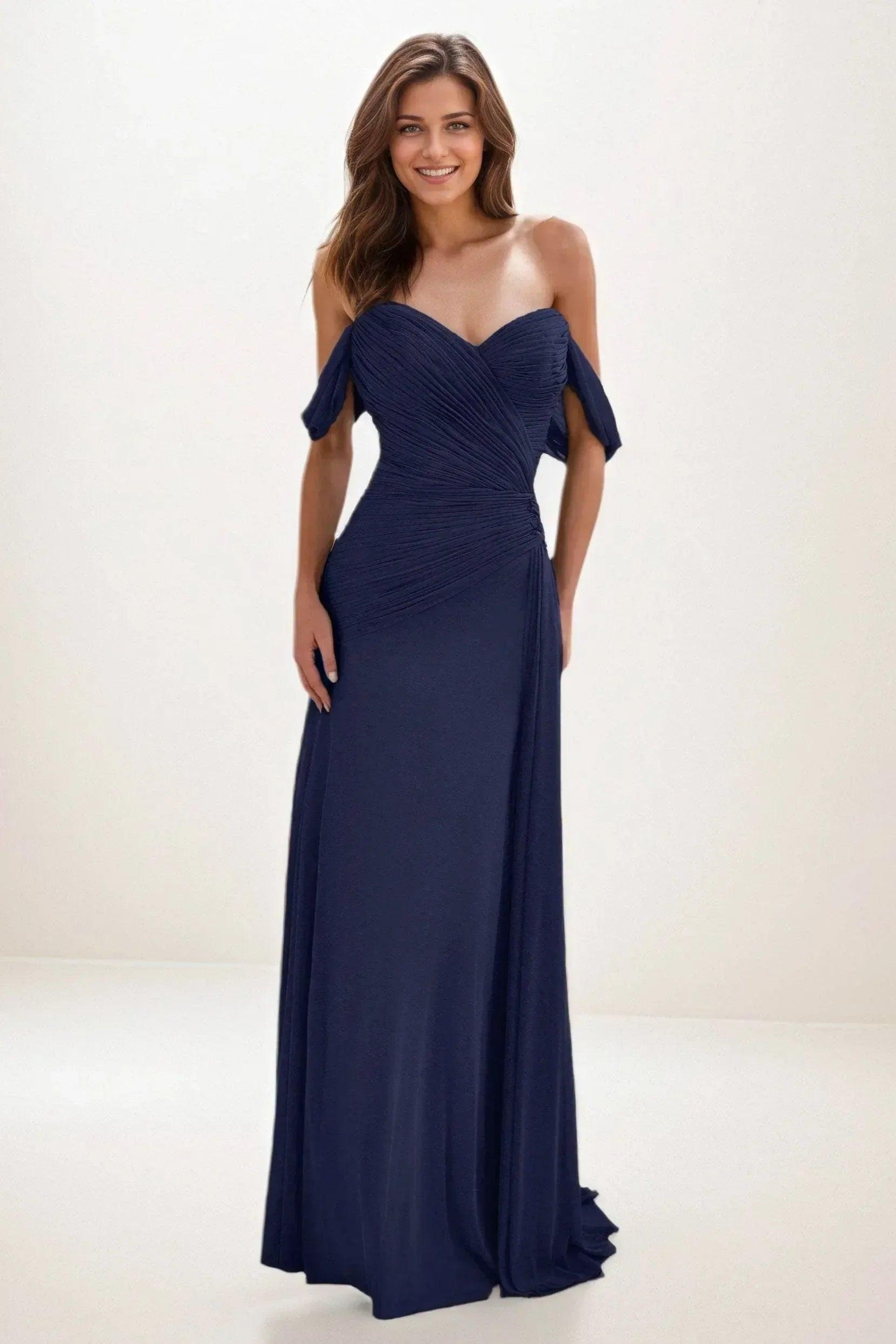 Sheath-Column Maxi Chiffon Wedding Guest Dress CG0288