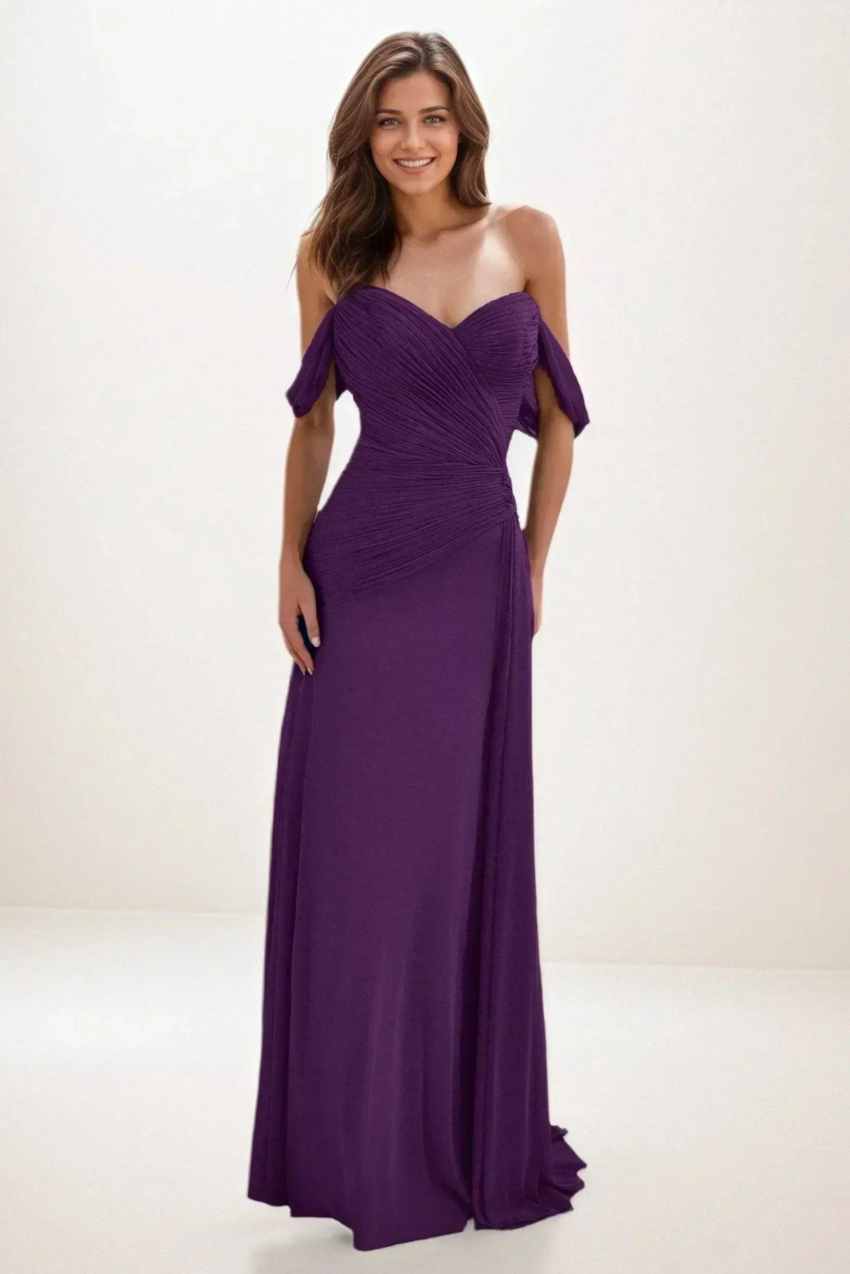 Sheath-Column Maxi Chiffon Wedding Guest Dress CG0288