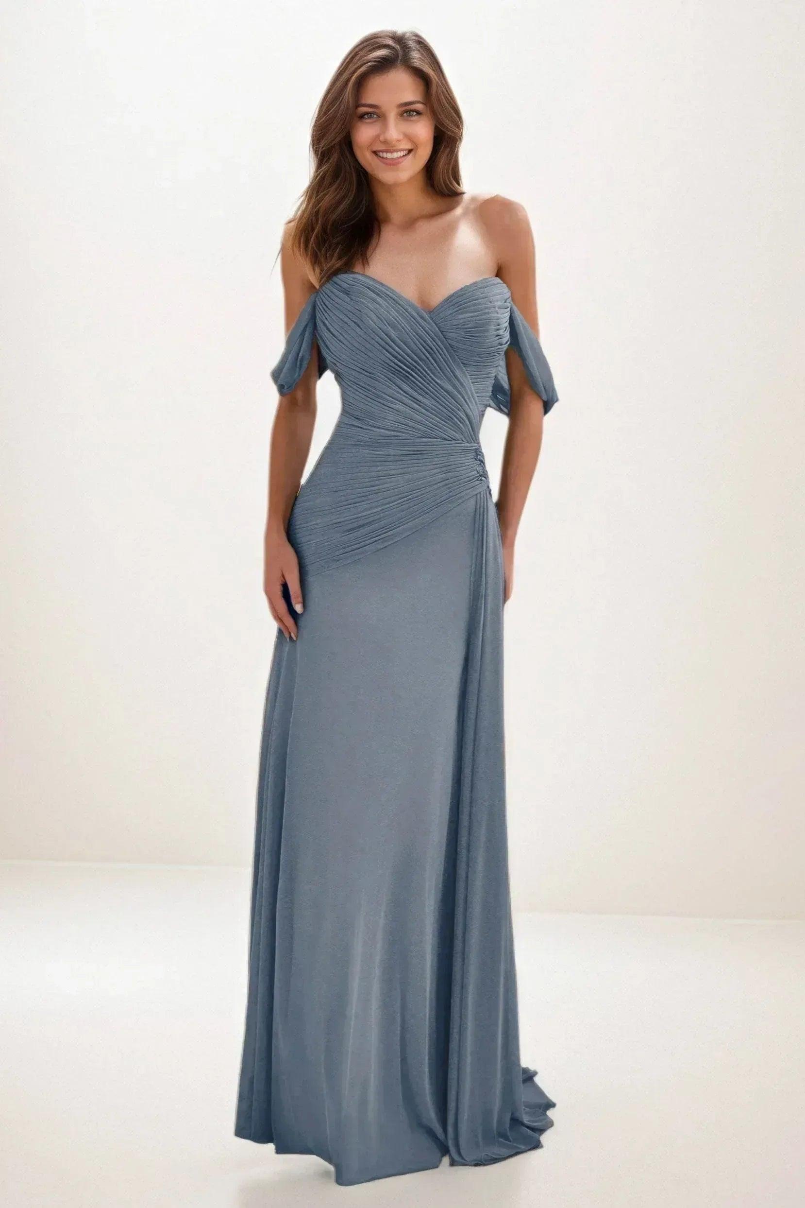 Sheath-Column Maxi Chiffon Wedding Guest Dress CG0288