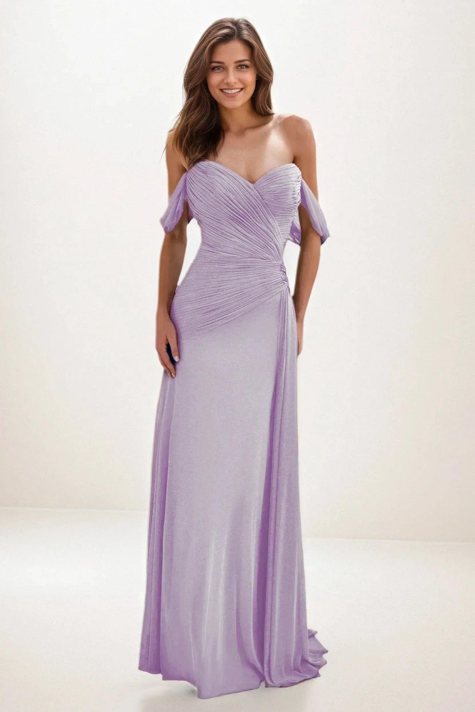 Sheath-Column Maxi Chiffon Wedding Guest Dress CG0288
