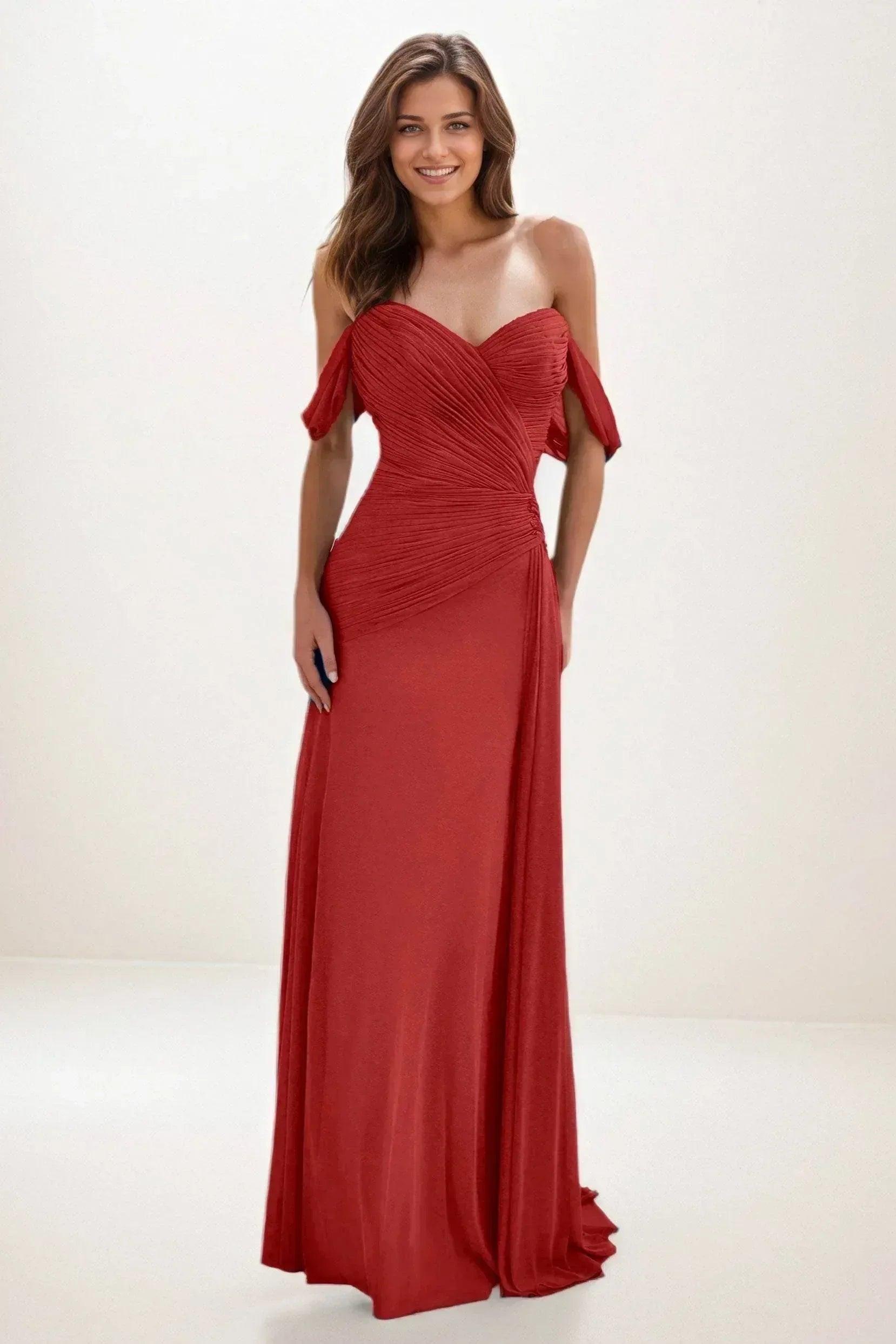 Sheath-Column Maxi Chiffon Wedding Guest Dress CG0288