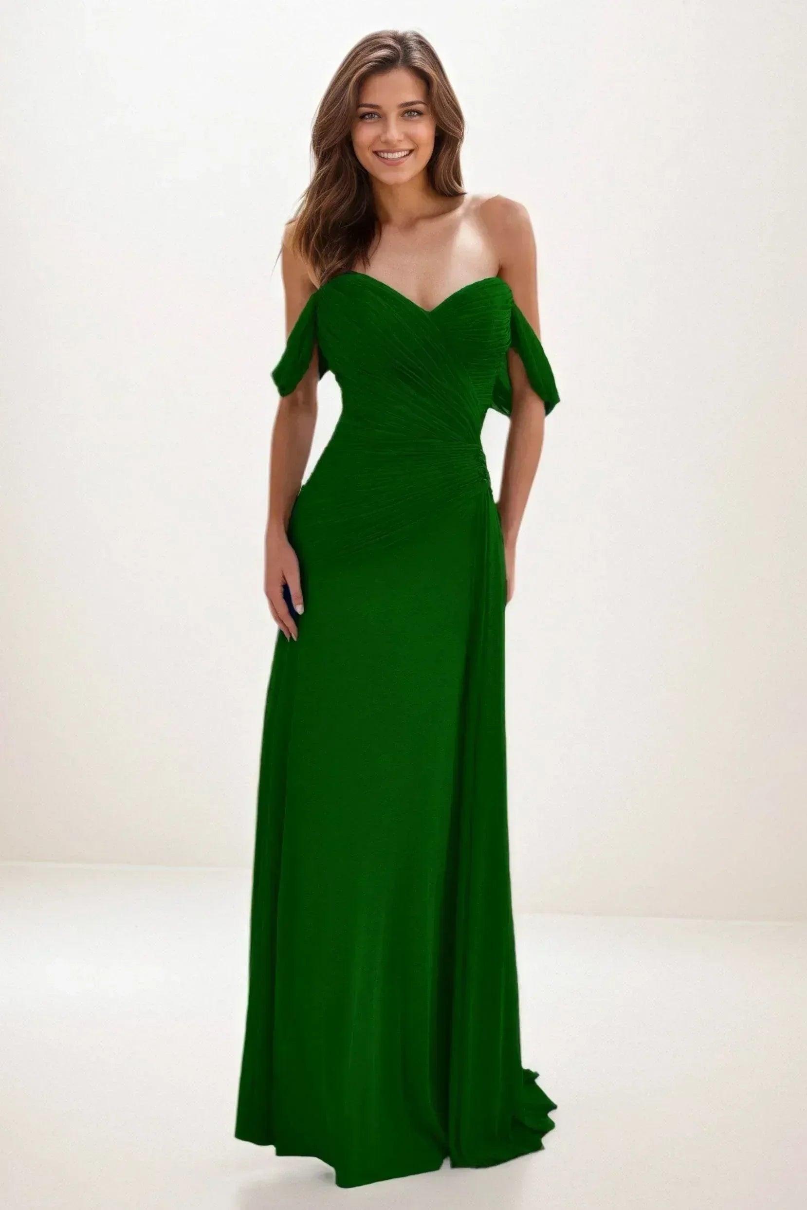Sheath-Column Maxi Chiffon Wedding Guest Dress CG0288