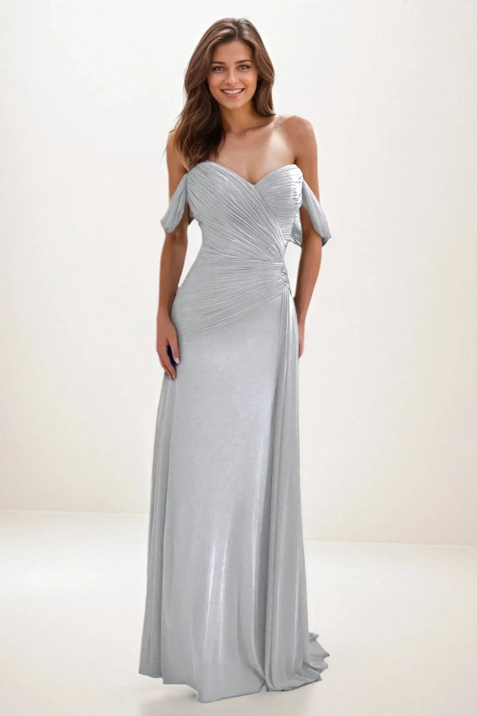 Sheath-Column Maxi Chiffon Wedding Guest Dress CG0288