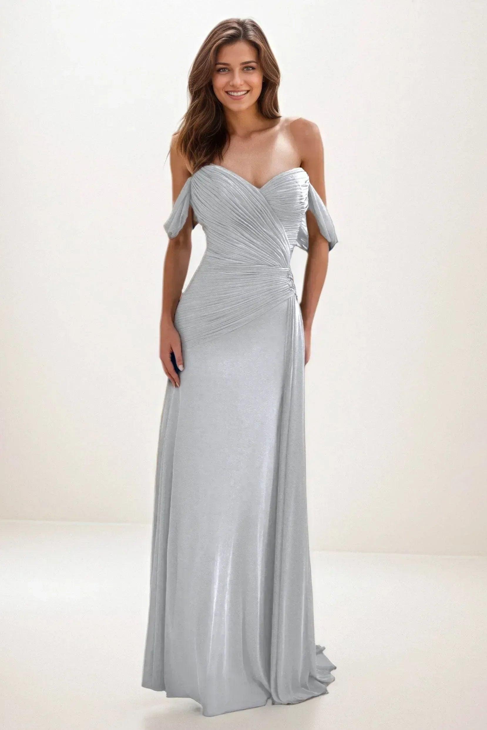Sheath-Column Maxi Chiffon Wedding Guest Dress CG0288