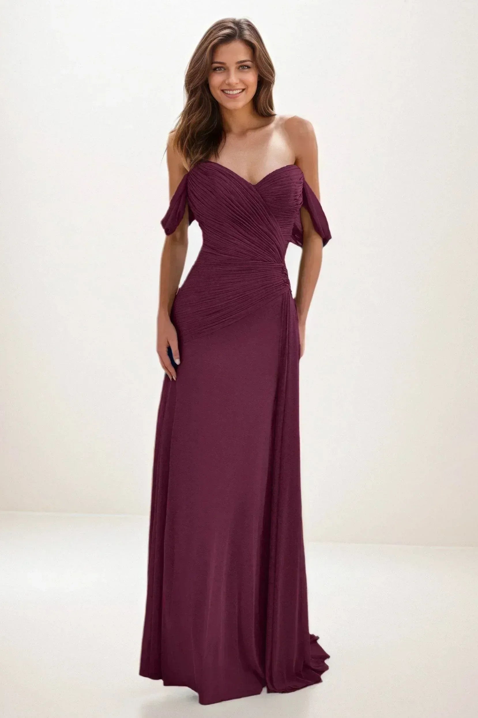 Sheath-Column Maxi Chiffon Wedding Guest Dress CG0288