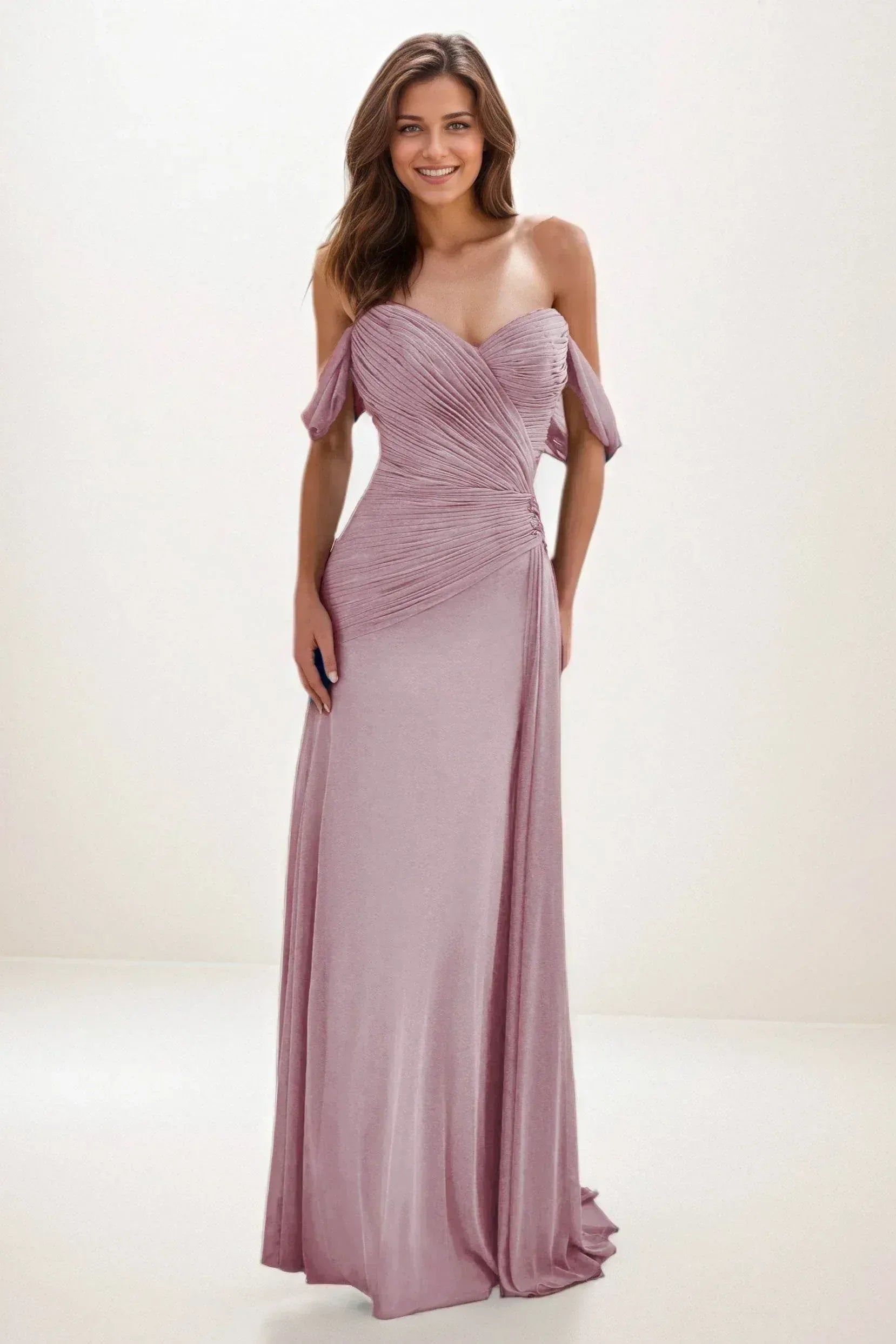 Sheath-Column Maxi Chiffon Wedding Guest Dress CG0288