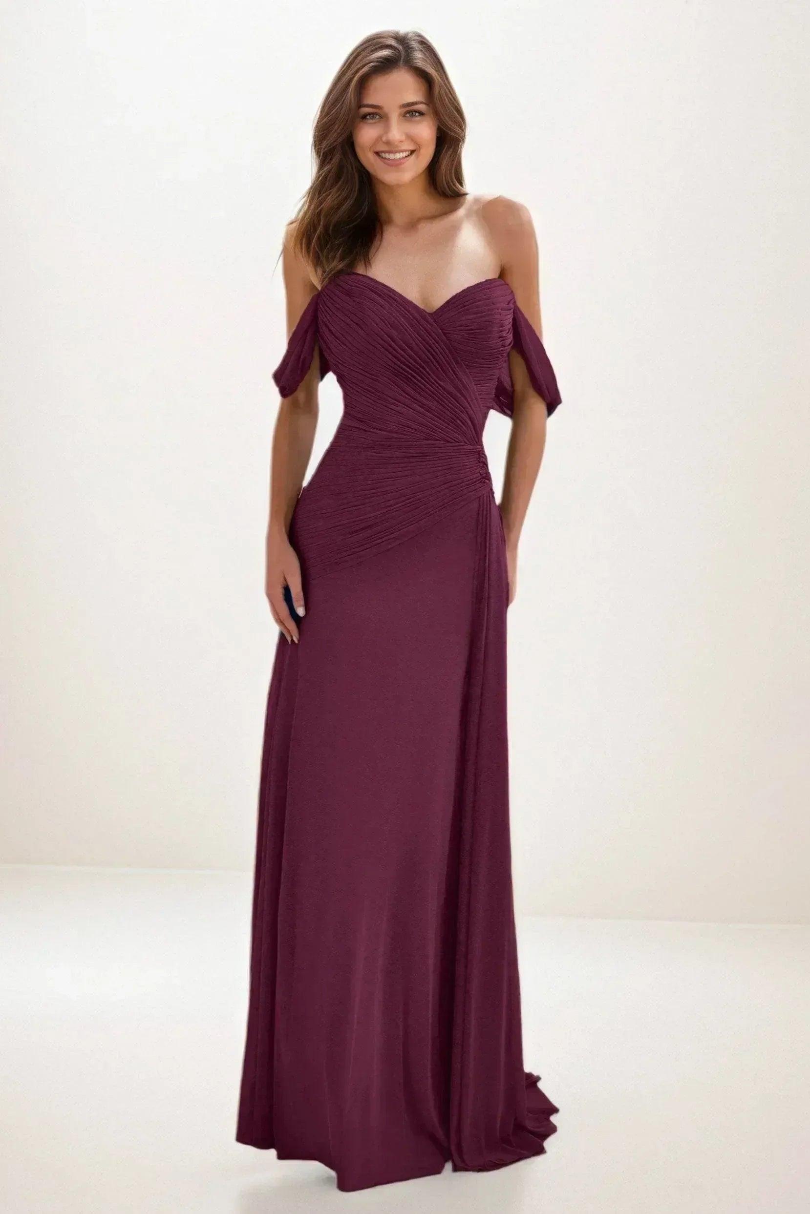 Sheath-Column Maxi Chiffon Wedding Guest Dress CG0288