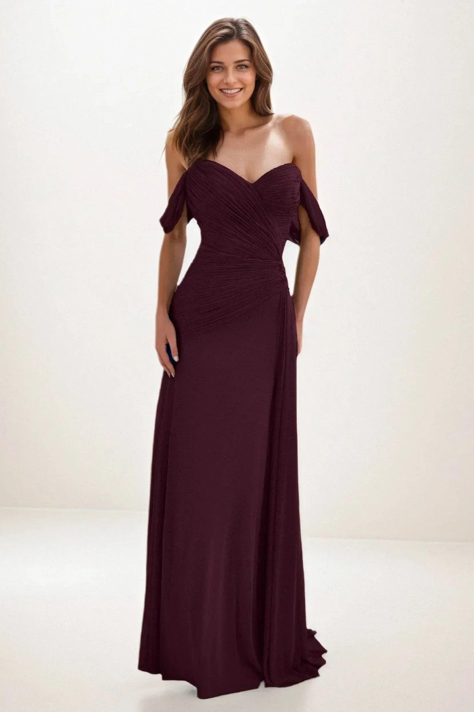 Sheath-Column Maxi Chiffon Wedding Guest Dress CG0288