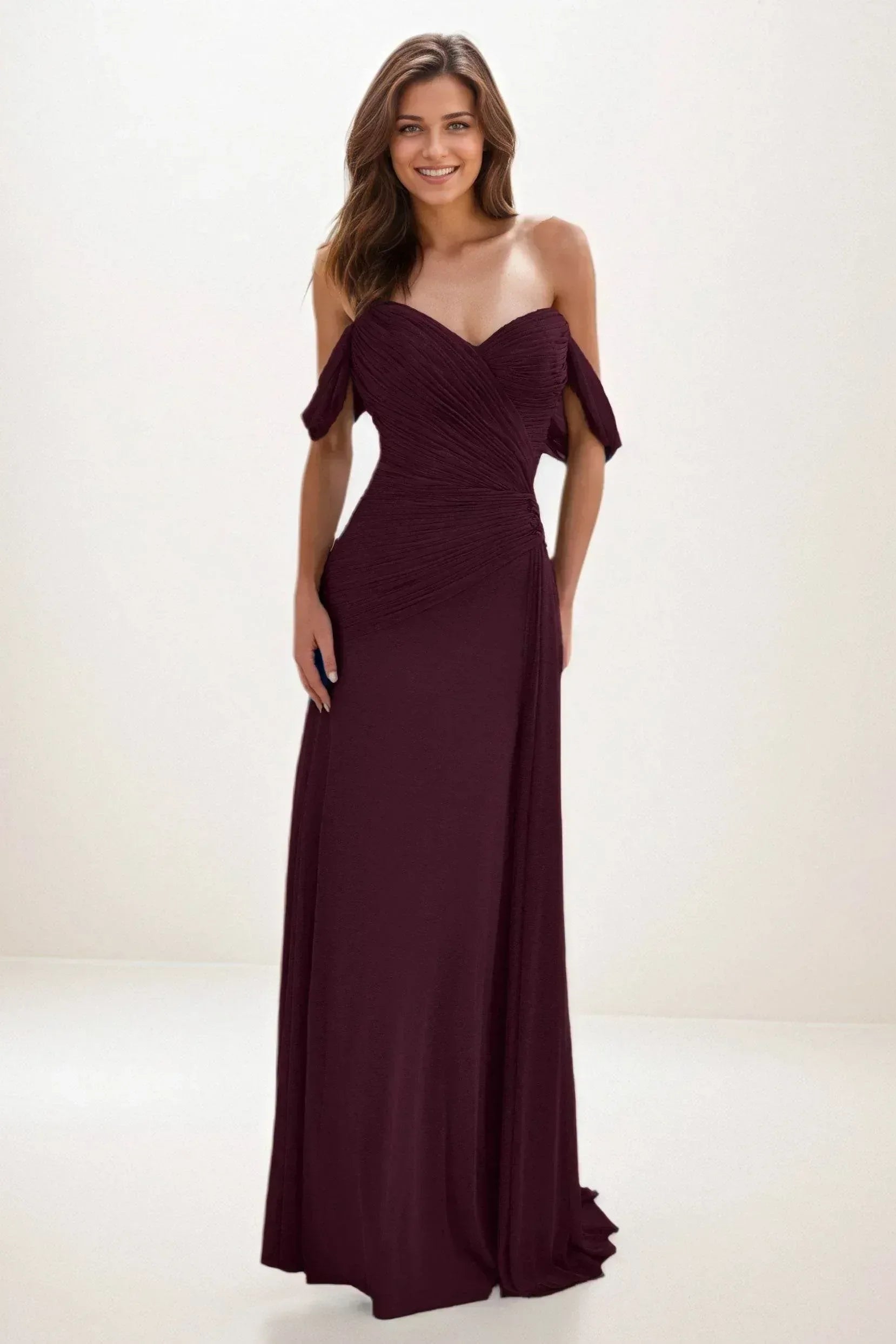 Sheath-Column Maxi Chiffon Wedding Guest Dress CG0288