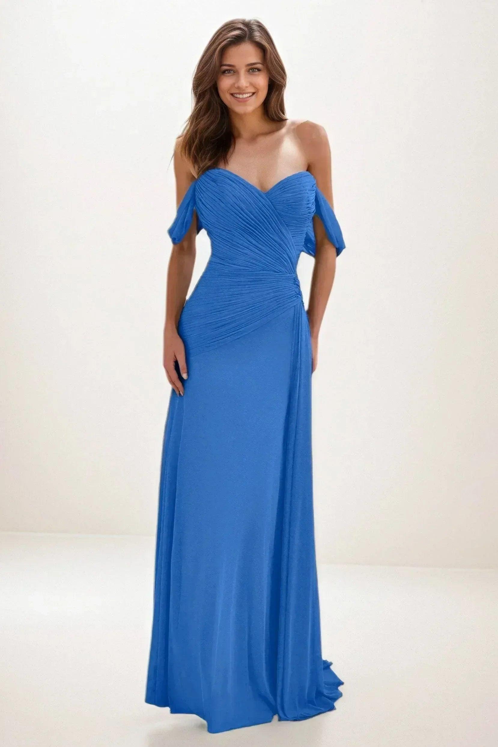 Sheath-Column Maxi Chiffon Wedding Guest Dress CG0288