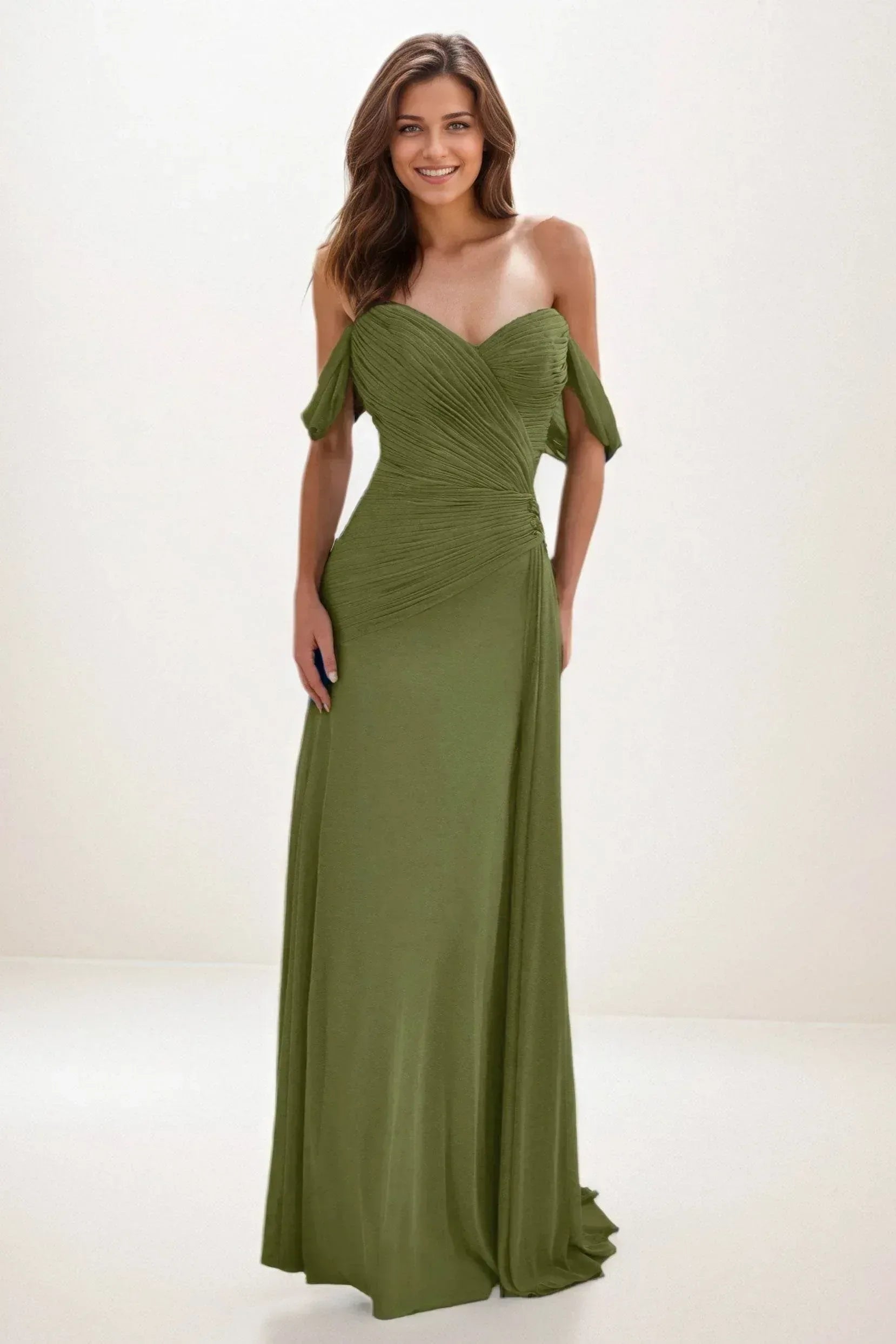 Sheath-Column Maxi Chiffon Wedding Guest Dress CG0288