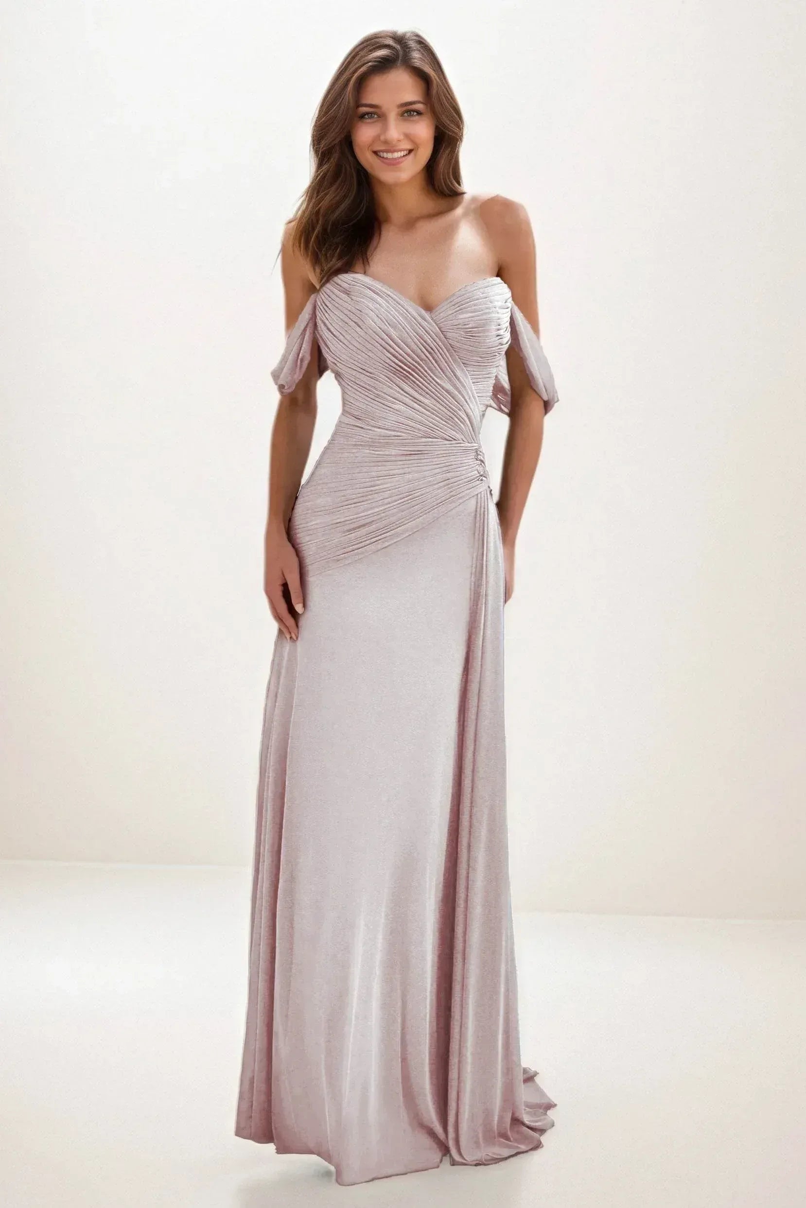 Sheath-Column Maxi Chiffon Wedding Guest Dress CG0288